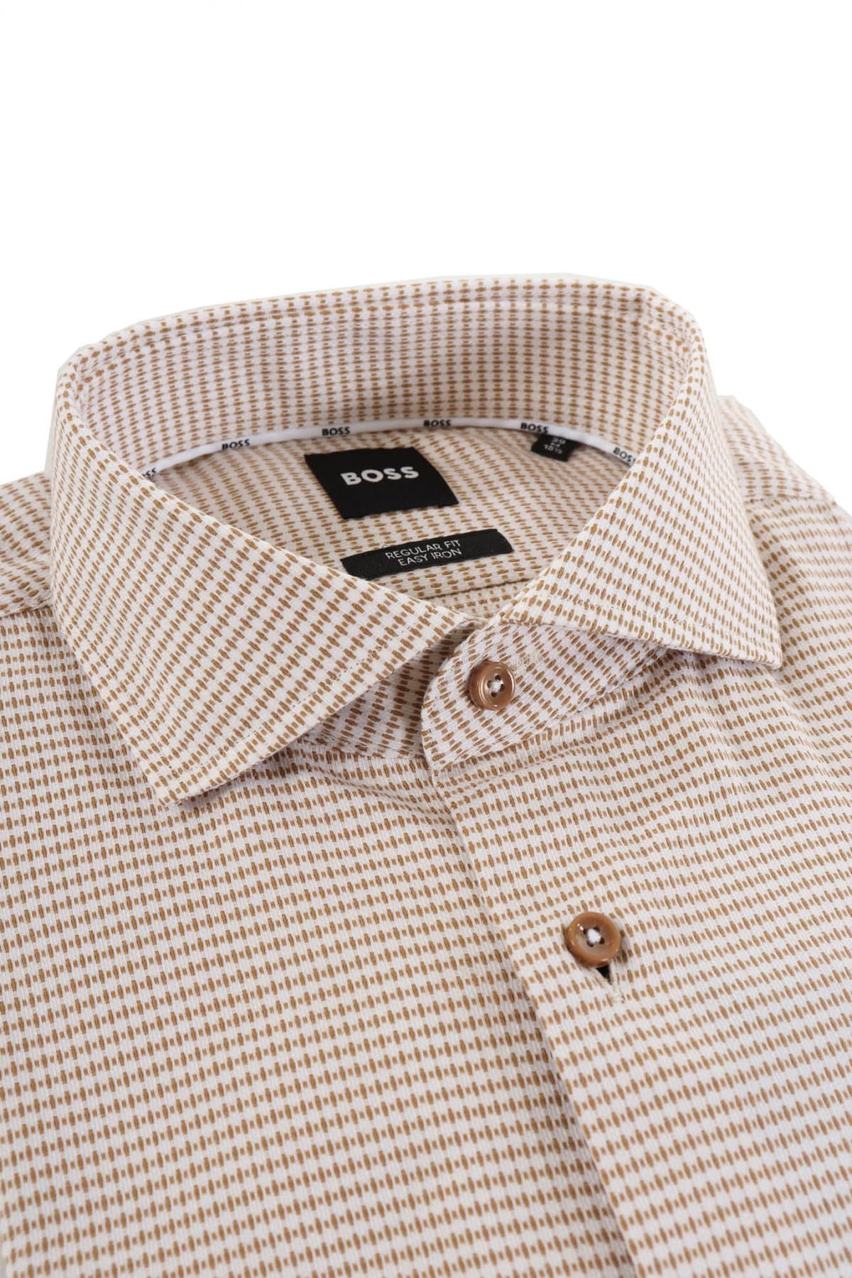 BOSS ΠΟΥΚΑΜΙΣΟ ΜΙΚΡΟΣΧΕΔΙΟ REGULAR FIT EASY IRON H-JOE-SPREAD-C1-222 ΜΠΕΖ