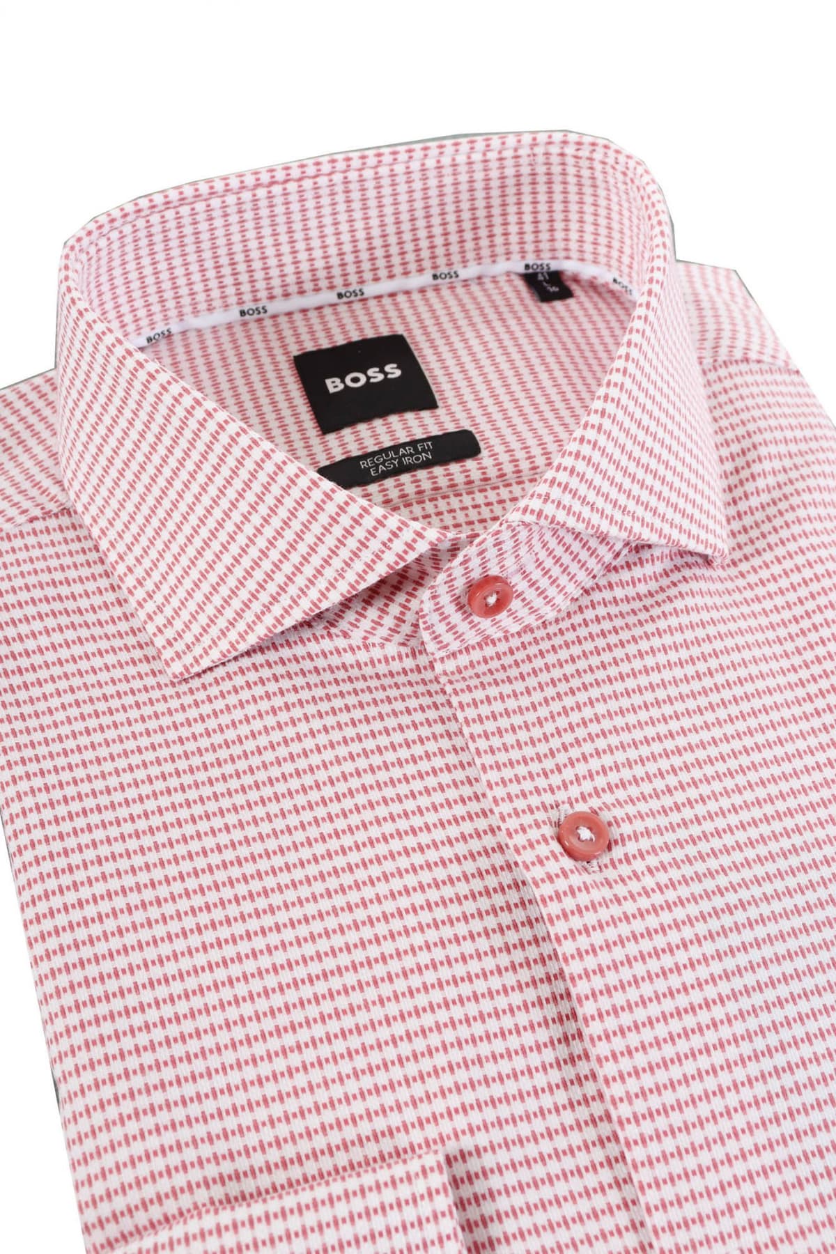 BOSS ΠΟΥΚΑΜΙΣΟ ΜΙΚΡΟΣΧΕΔΙΟ REGULAR FIT EASY IRON H-JOE-SPREAD-C1-222 ΜΠΟΡΝΤΩ