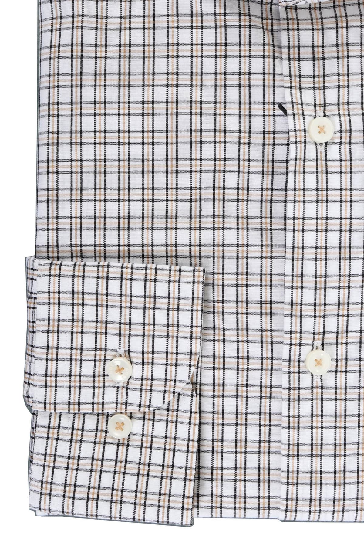 BOSS ΠΟΥΚΑΜΙΣΟ ΚΑΡΩ SLIM FIT STRETCH H-HANK-SPREAD-C1-222 ΜΠΕΖ