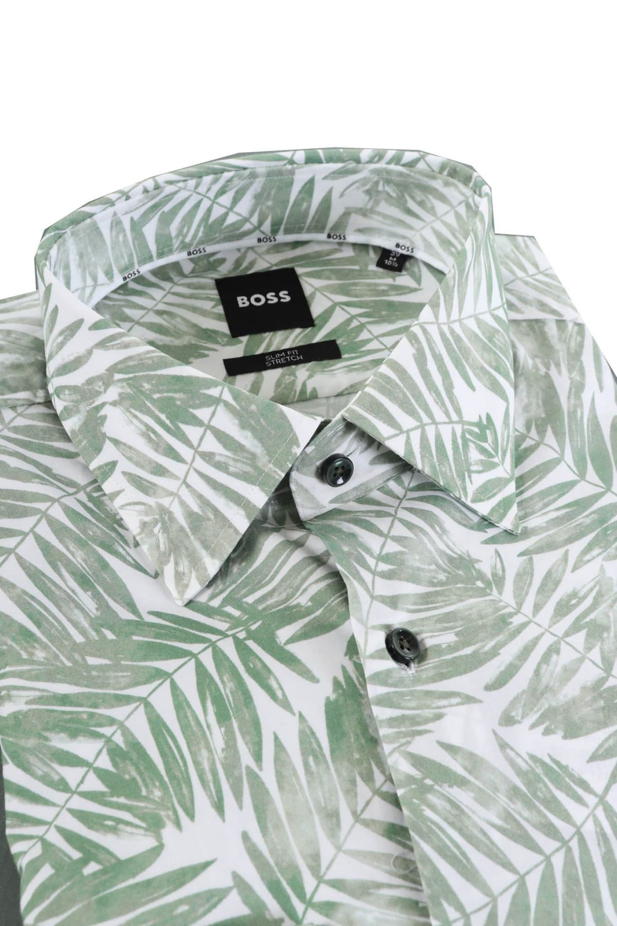 BOSS ΠΟΥΚΑΜΙΣΟ FLORAL SLIM FIT STRETCH H-HANK-KENT-C1-214 ΧΑΚΙ