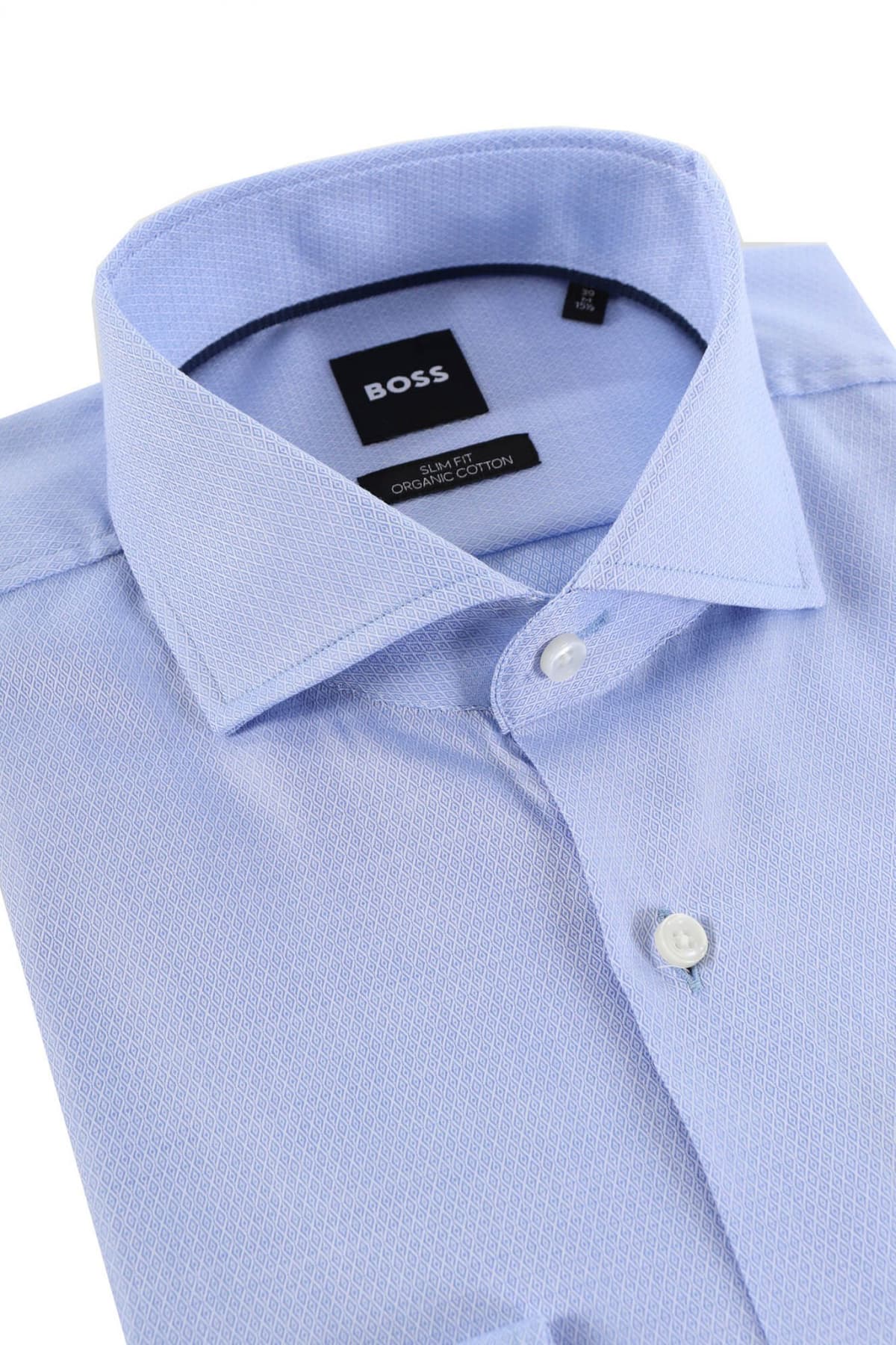 BOSS ΠΟΥΚΑΜΙΣΟ MΙΚΡΟΣΧΕΔΙΟ SLIM FIT ORGANIC COTTON H-HANK-SPREAD-C1-222 ΣΙΕΛ