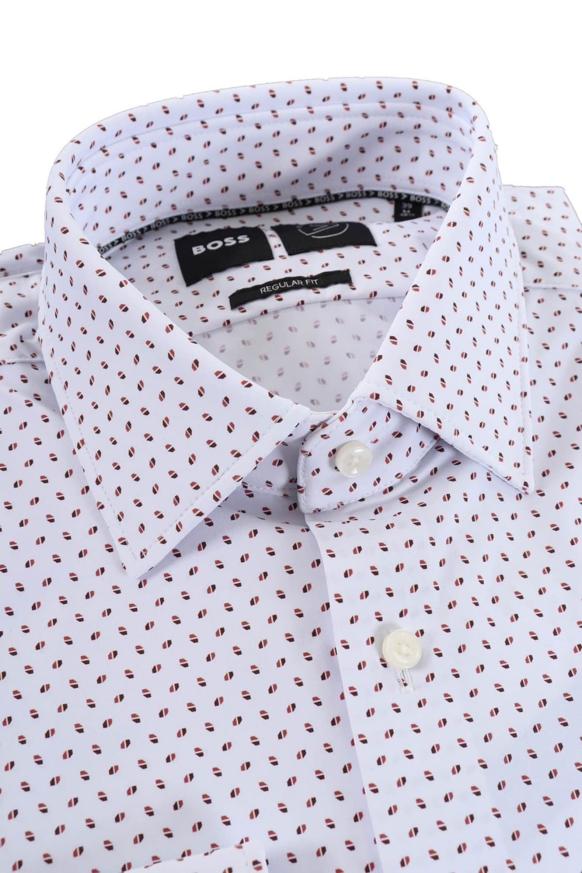 BOSS PERFORMANCE ΠΟΥΚΑΜΙΣΟ ΜΙΚΡΟΣΧΕΔΙΟ REGULAR FIT P-JOE-KENT-C1-222 ΛΕΥΚΟ-ΜΠΟΡΝΤΩ