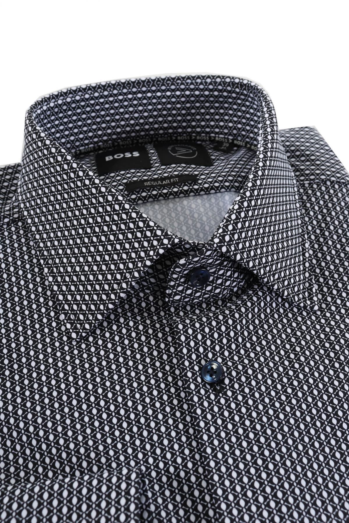 BOSS PERFORMANCE ΠΟΥΚΑΜΙΣΟ ΜΙΚΡΟΣΧΕΔΙΟ REGULAR FIT P-JOE-KENT-C1-222 ΜΠΛΕ