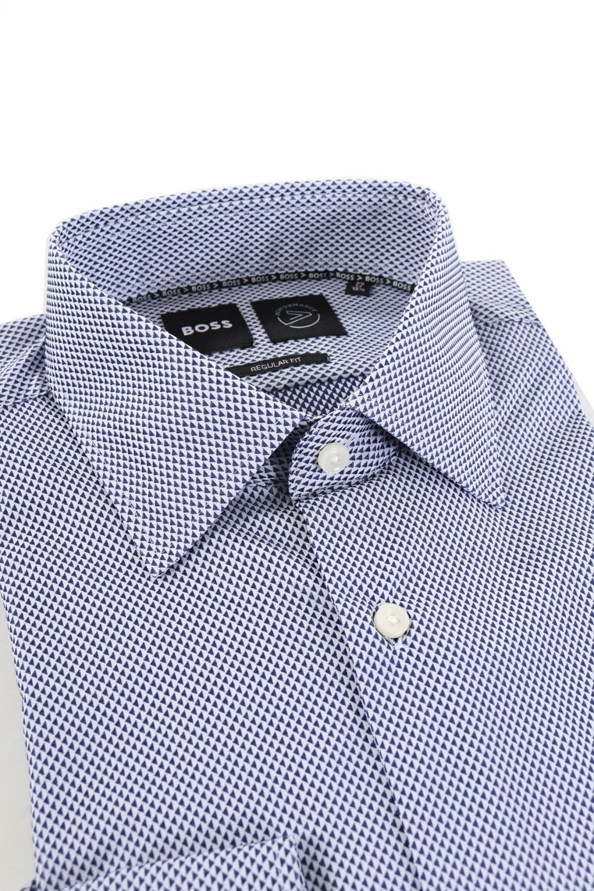 BOSS PERFORMANCE ΠΟΥΚΑΜΙΣΟ ΜΙΚΡΟΣΧΕΔΙΟ REGULAR FIT P-JOE-KENT-C1-222 ΜΠΛΕ