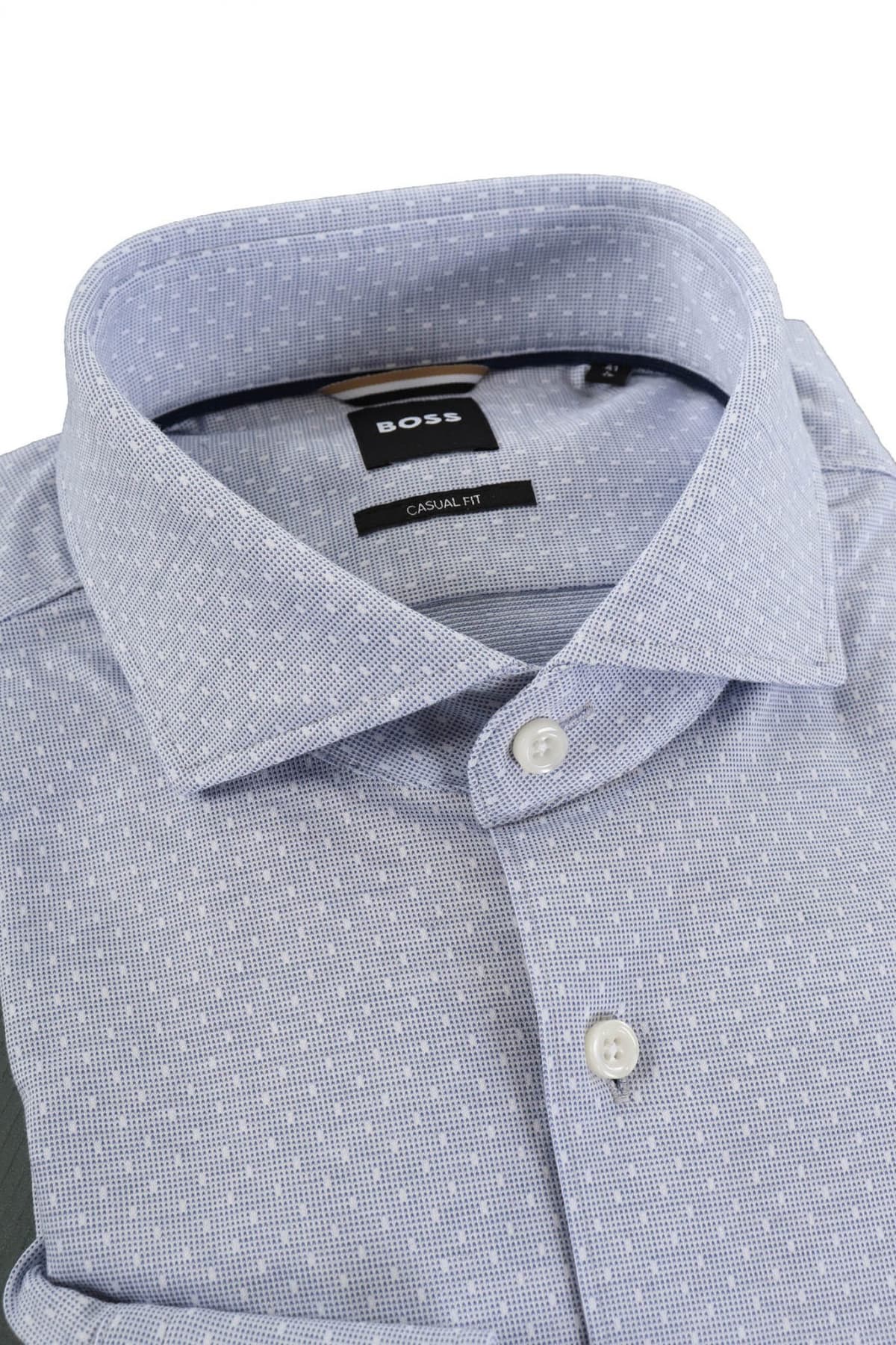 BOSS ΠΟΥΚΑΜΙΣΟ ΜΙΚΡΟΣΧΕΔΙΟ CASUAL FIT C-HAL-SPREAD-C1-223 ΣΙΕΛ