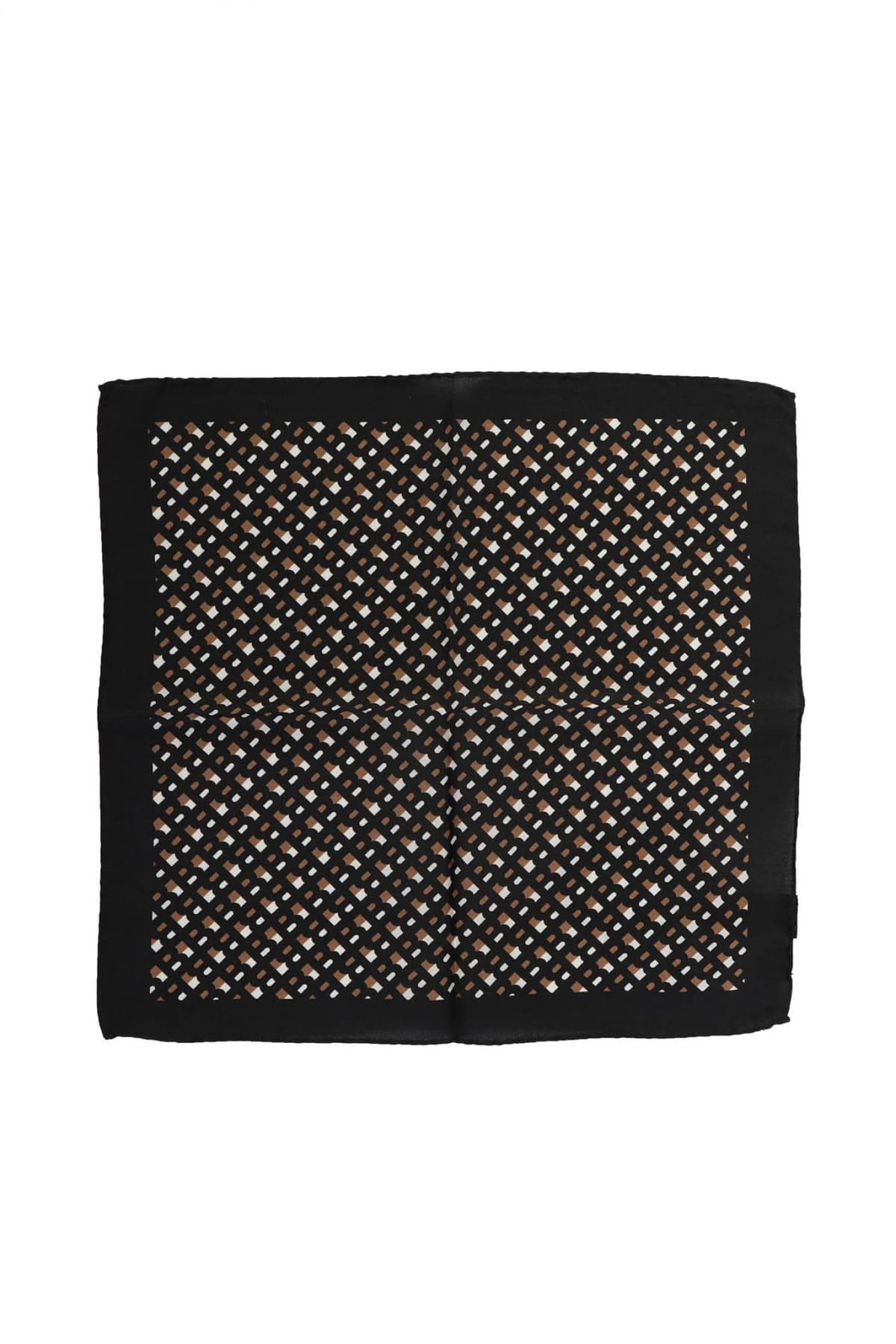 BOSS H-POCKET SQ-222 ALLOVER LOGO POCHETTE ΜΑΥΡΟ-ΜΠΕΖ-ΛΕΥΚΟ