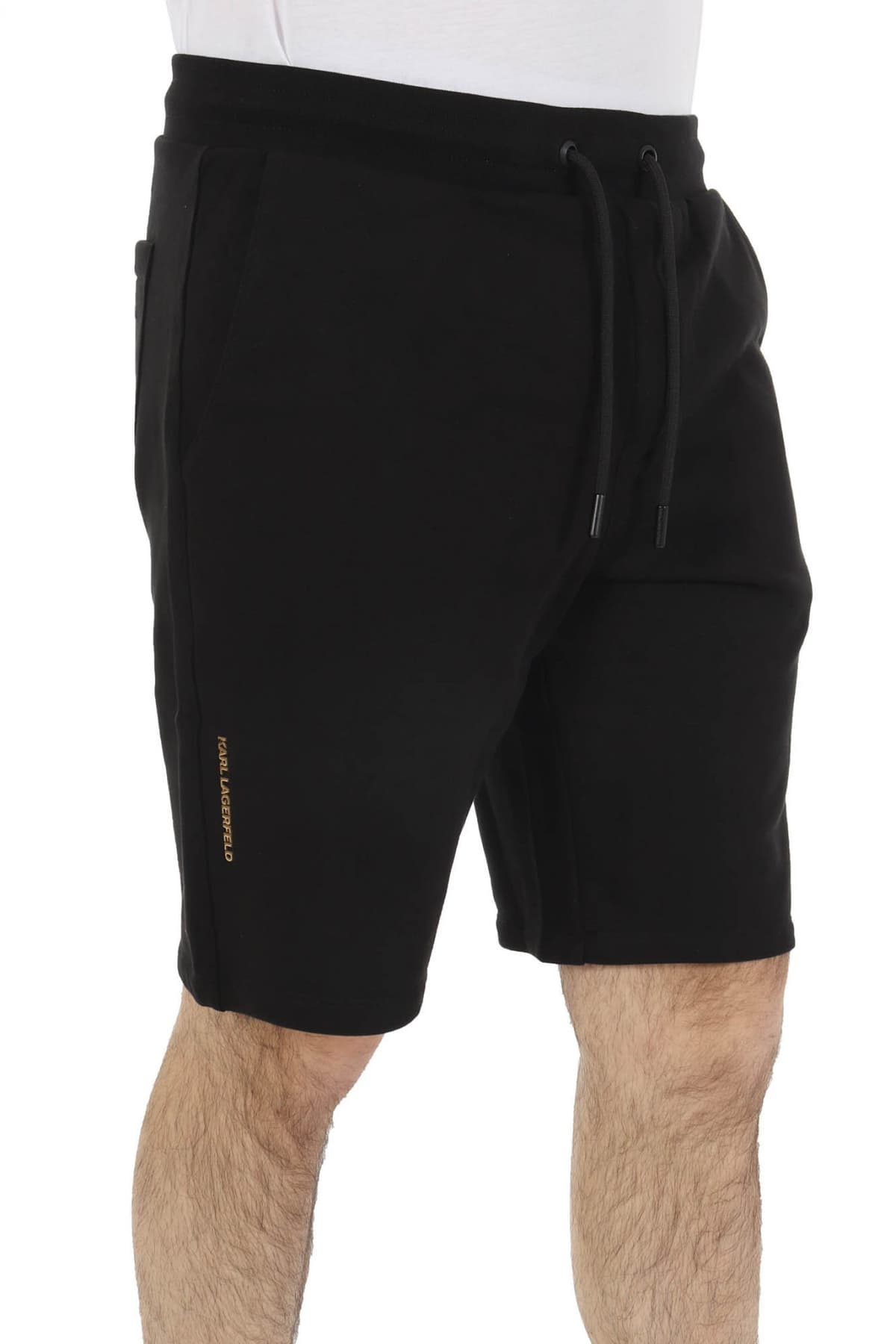 KARL LAGERFELD ΒΕΡΜΟΥΔΑ GOLD LOGO ΜΑΥΡΟ