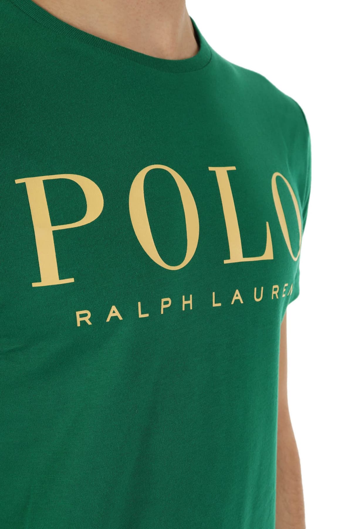 RALPH LAUREN T- SHIRT CUSTOM SLIM FIT LOGO ΠΡΑΣΙΝΟ
