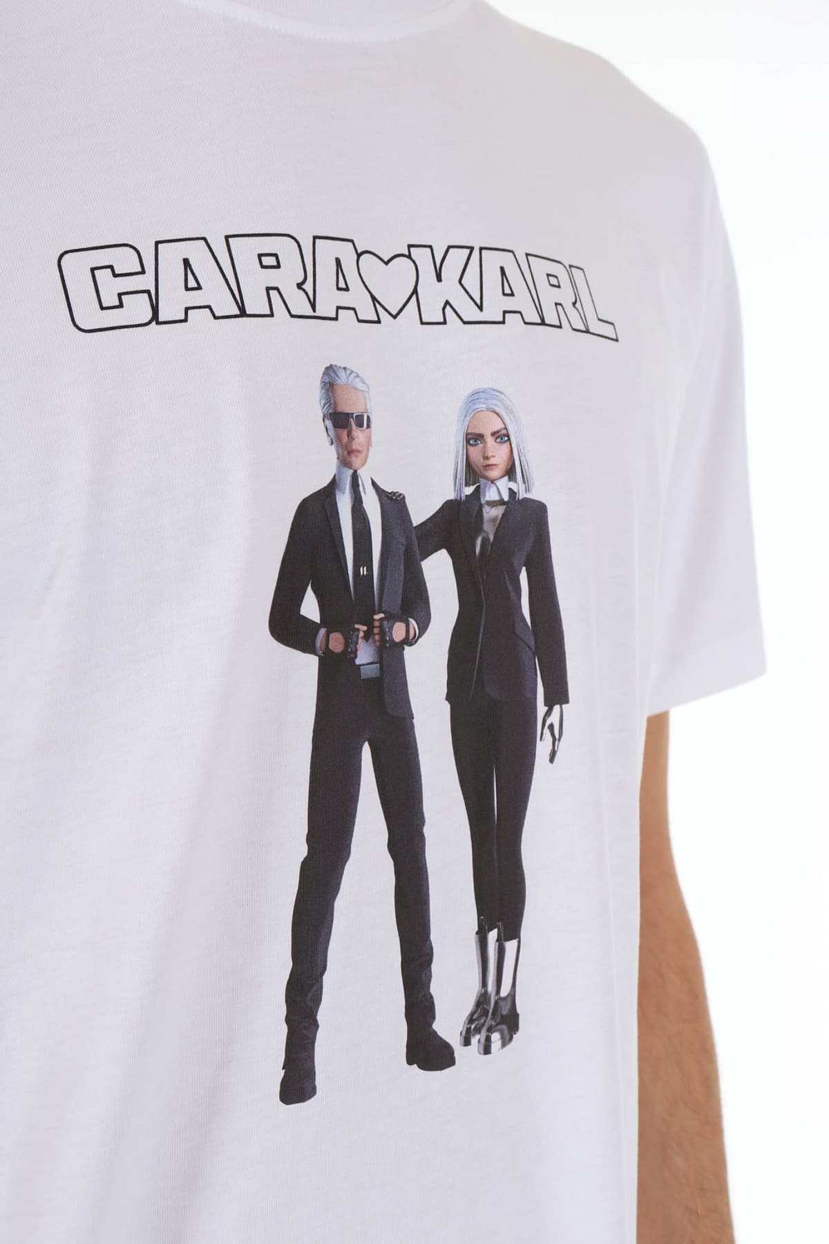 KARL LAGERFELD T-SHIRT CREW NECK KARL LOVERS LOGO ΛΕΥΚΟ