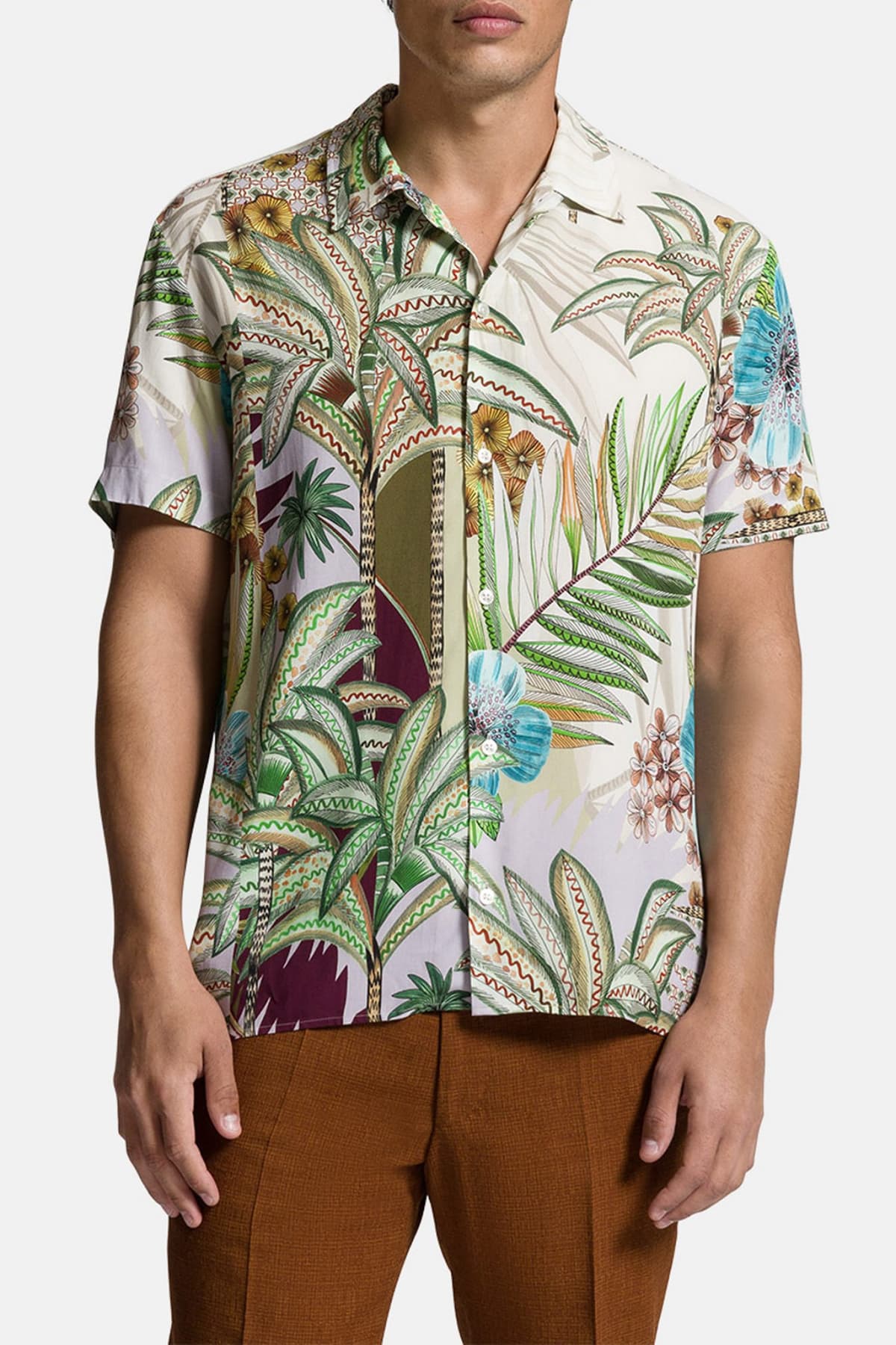 BALDESSARINI ΠΟΥΚΑΜΙΣΟ ΚΟΝΤΟΜΑΝΙΚΟ BLD-EASY FLORAL ΕΚΡΟΥ-ΧΑΚΙ