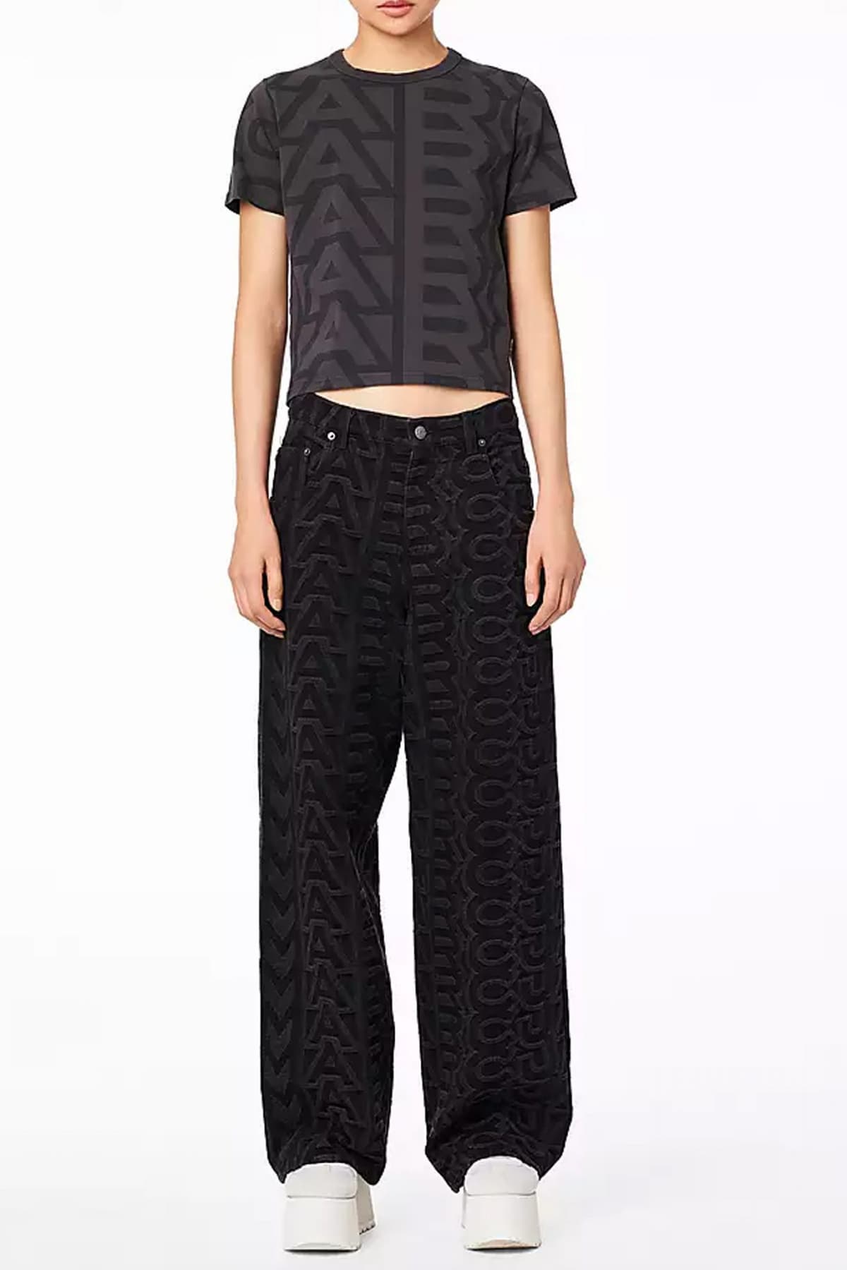 MARC JACOBS T-SHIRT ALL OVER LOGO ΜΑΥΡΟ/ΚΑΦΕ