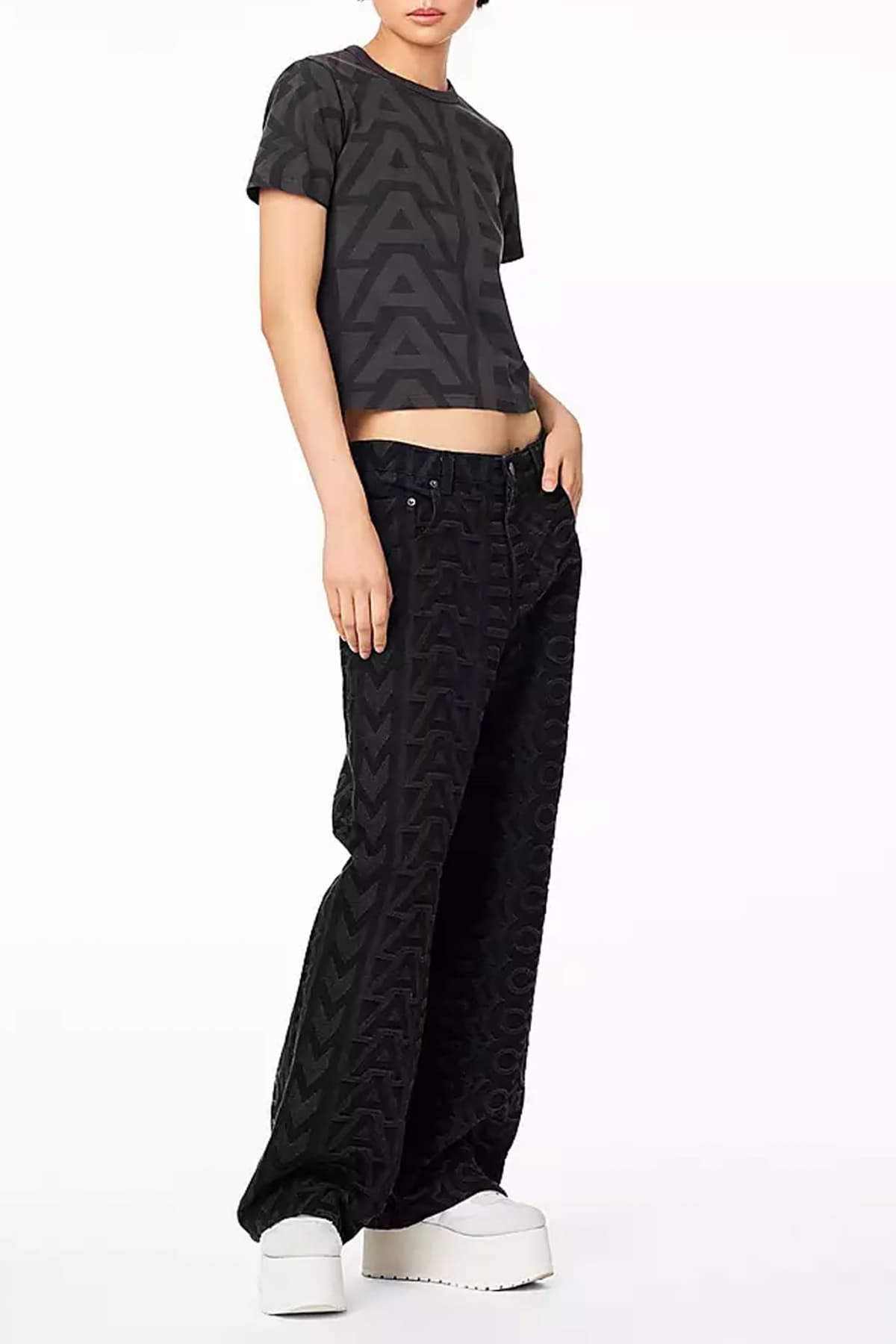 MARC JACOBS T-SHIRT ALL OVER LOGO ΜΑΥΡΟ/ΚΑΦΕ