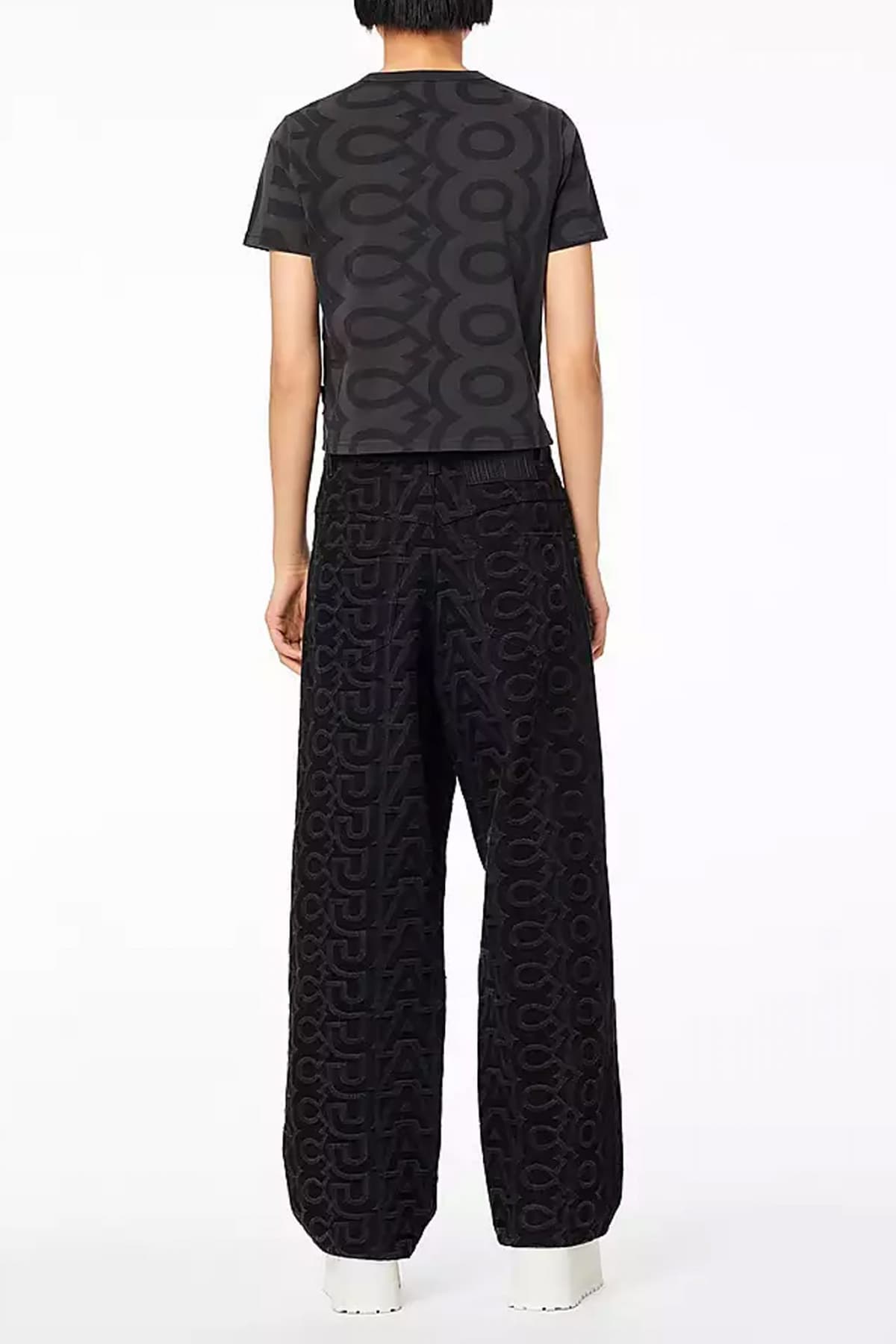 MARC JACOBS T-SHIRT ALL OVER LOGO ΜΑΥΡΟ/ΚΑΦΕ