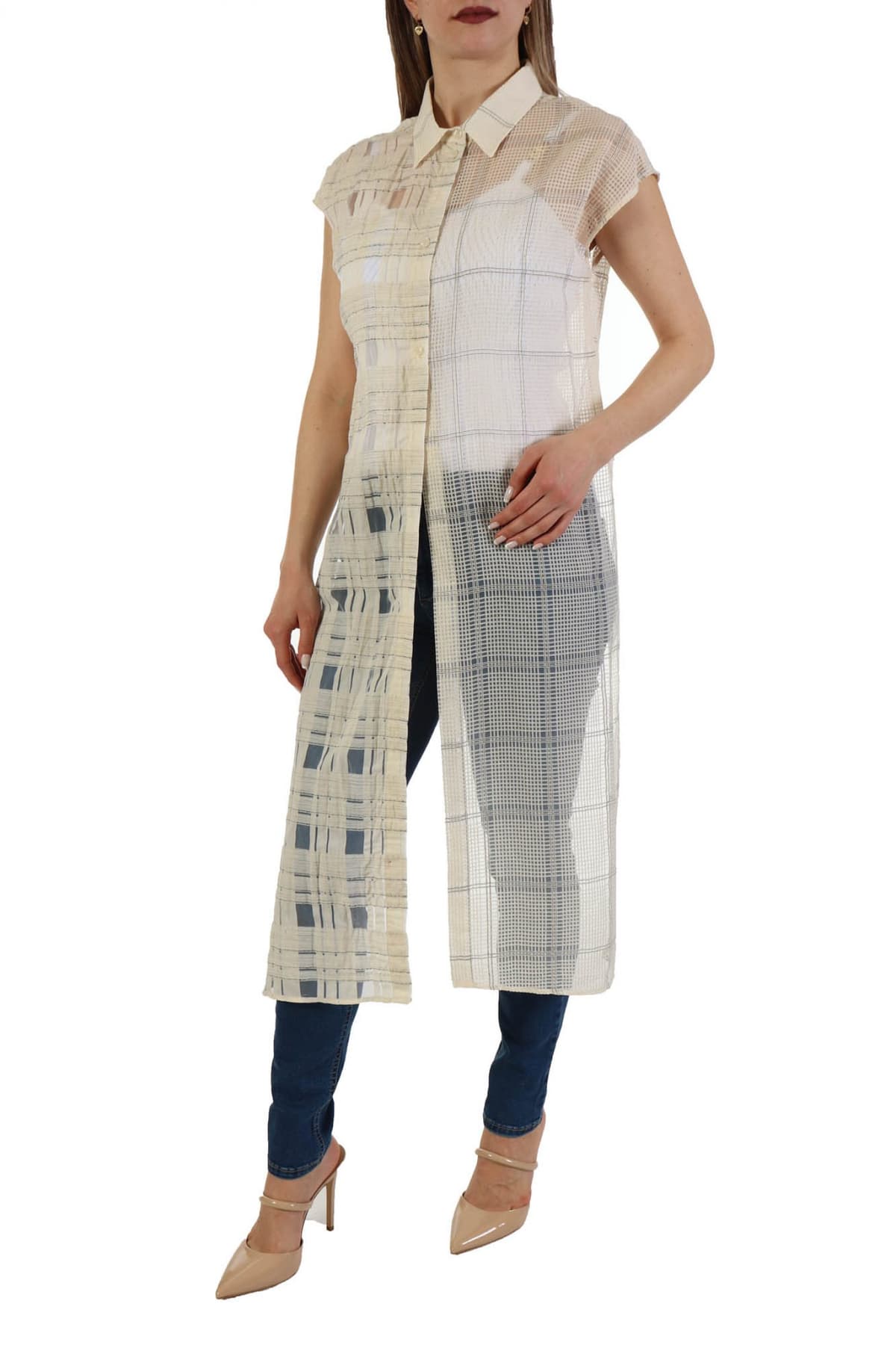 LIU -JO ΠΟΥΚΑΜΙΣΑ CROP ΠΛΑΤΗ ΚΑΡΩ ΣΧΕΔΙΟ ΔΙΑΦΑΝΕΙΑ ΙΒΟΥΑΡ