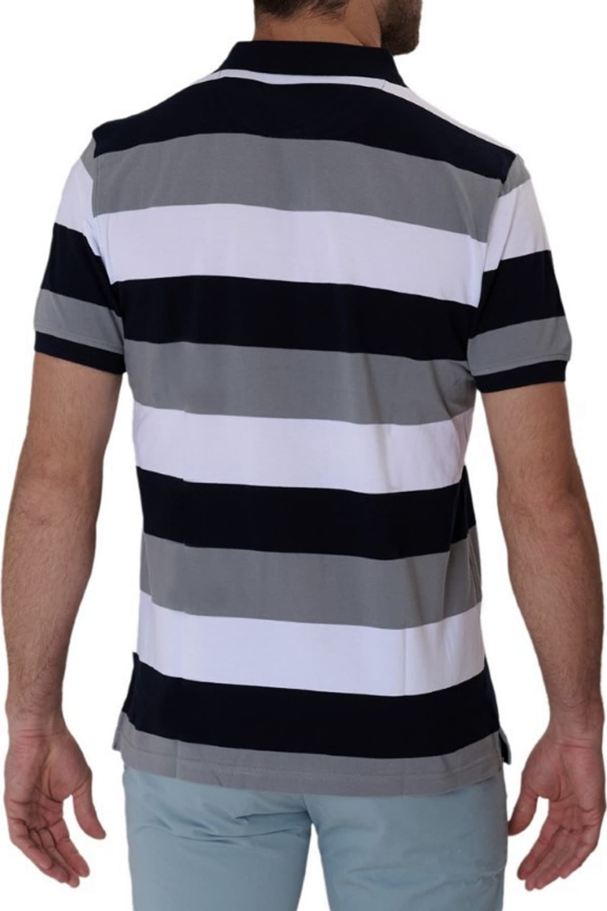 DORS POLO PIQUE STRIPED ΛΕΥΚΟ-ΜΑΥΡΟ-ΓΚΡΙ
