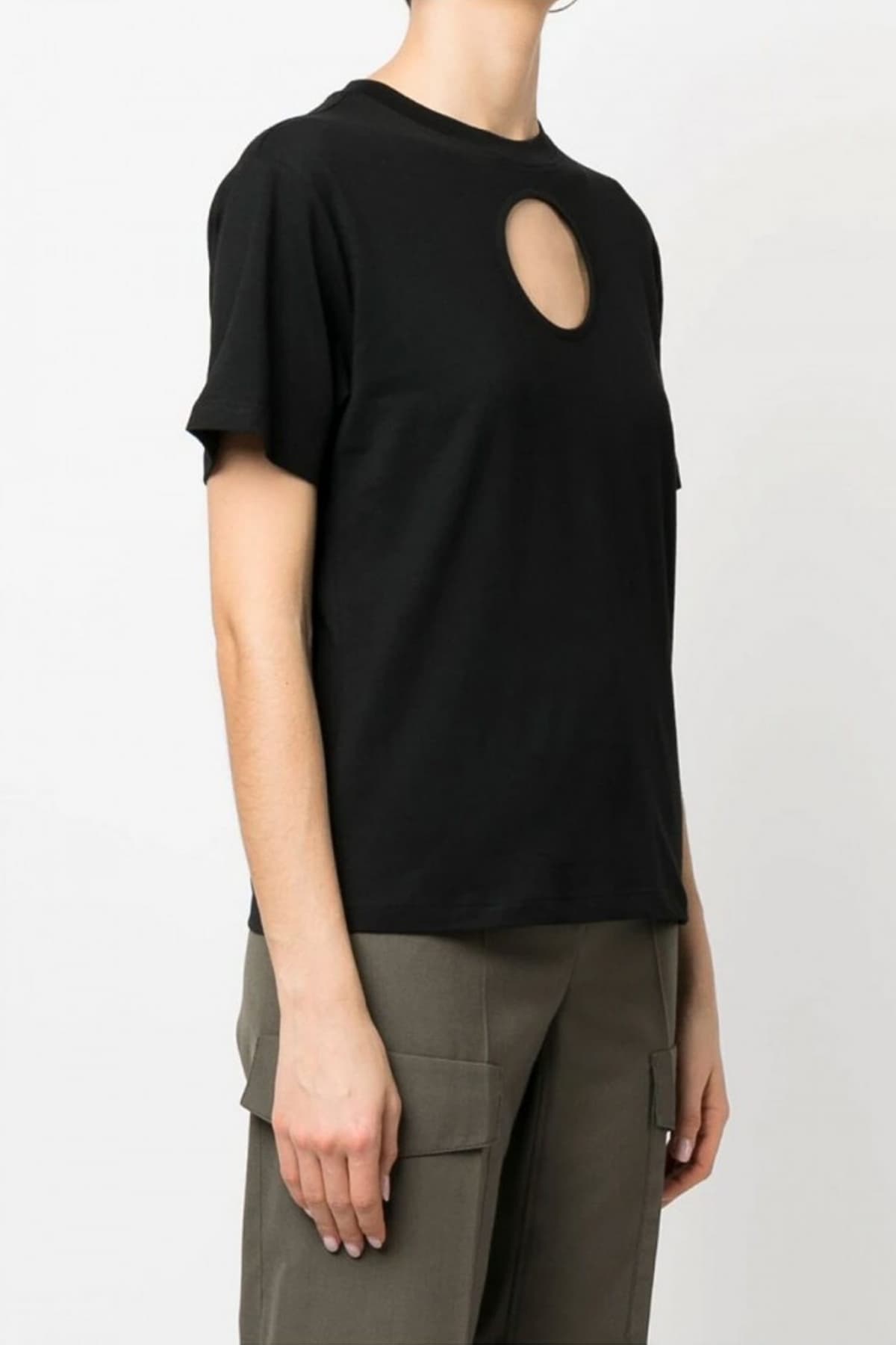 KARL LAGERFELD T-SHIRT FASHION CUT OUT ΜΑΥΡΟ