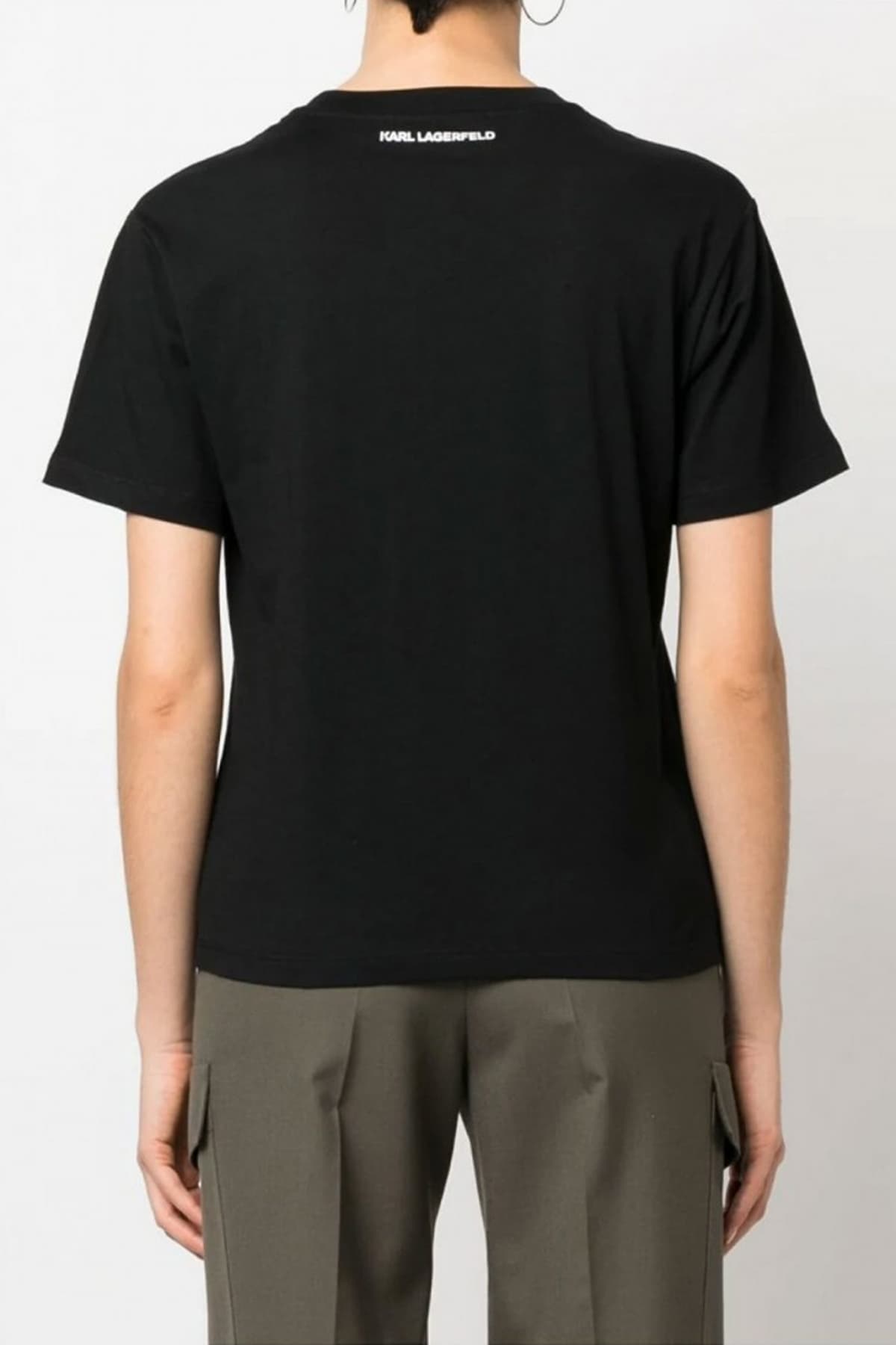 KARL LAGERFELD T-SHIRT FASHION CUT OUT ΜΑΥΡΟ