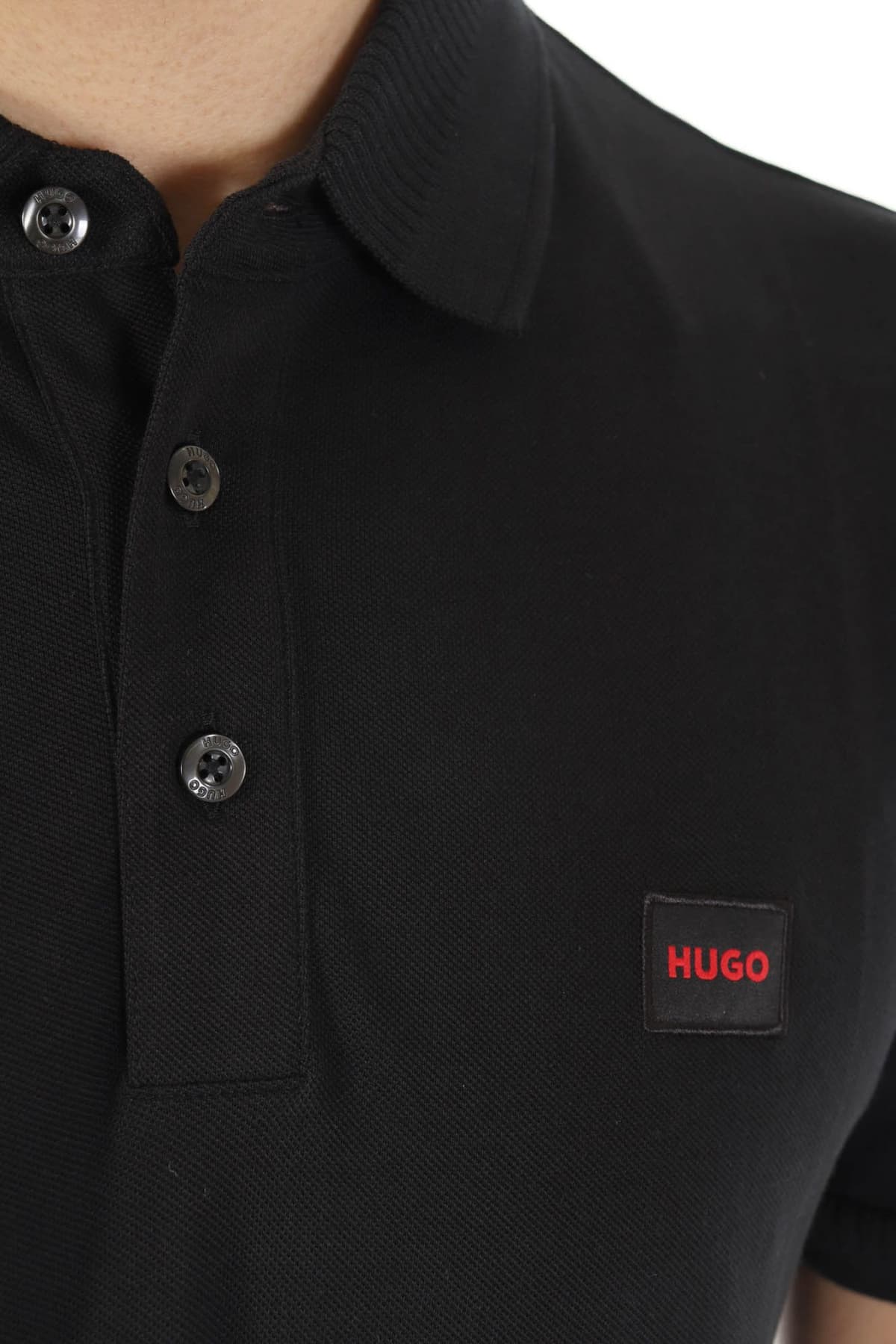 HUGO POLO SLIM FIT DERESO232 ΜΑΥΡΟ