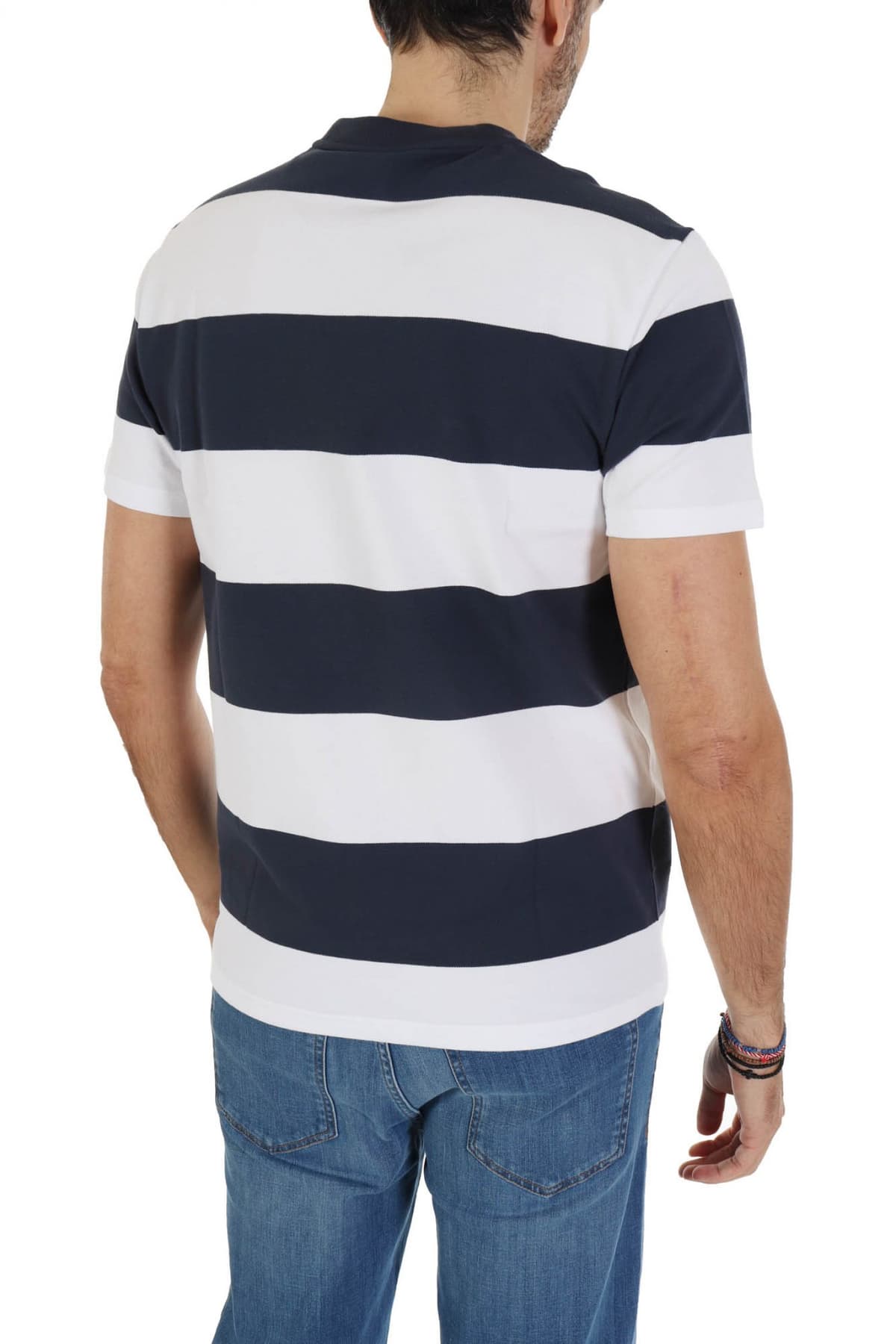 COLMAR T-SHIRT ΡΙΓΕ REGULAR FIT COMPOSITION ΜΠΛΕ-ΛΕΥΚΟ