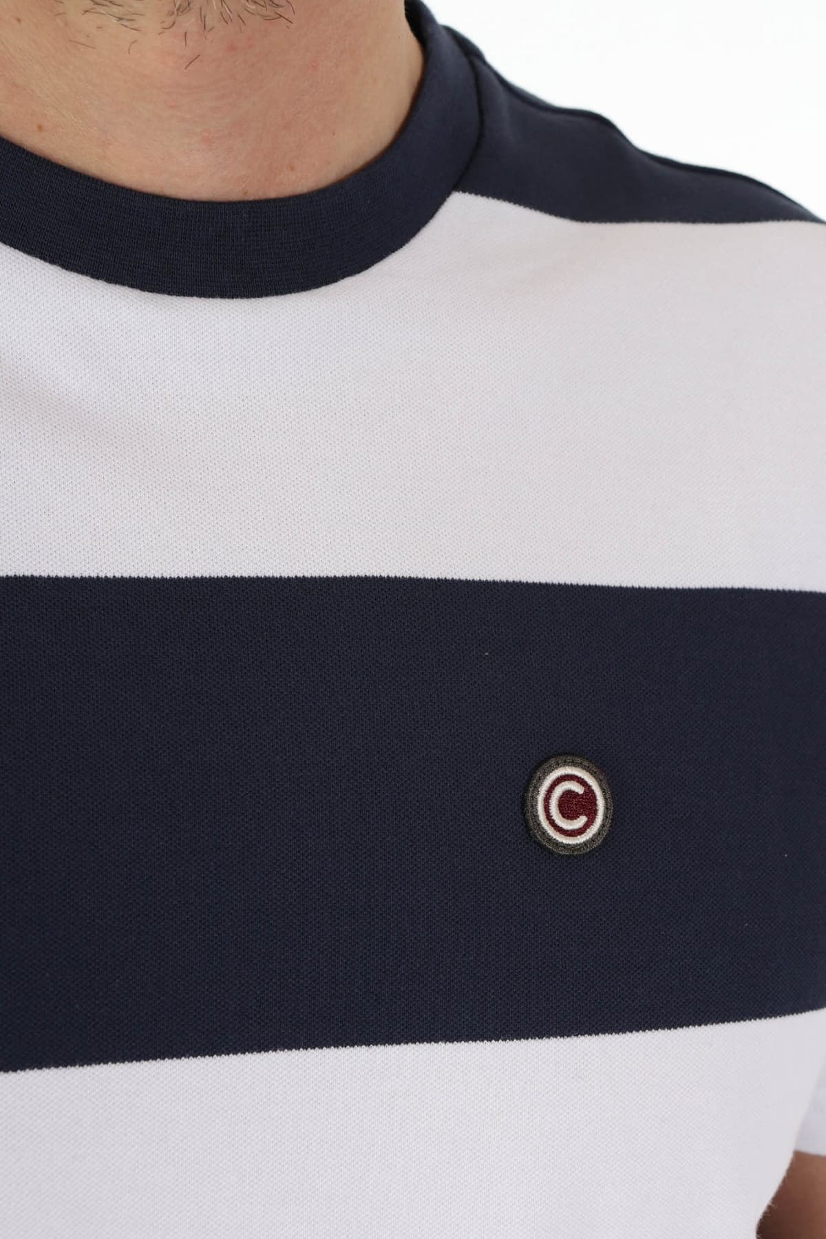 COLMAR T-SHIRT ΡΙΓΕ REGULAR FIT COMPOSITION ΜΠΛΕ-ΛΕΥΚΟ