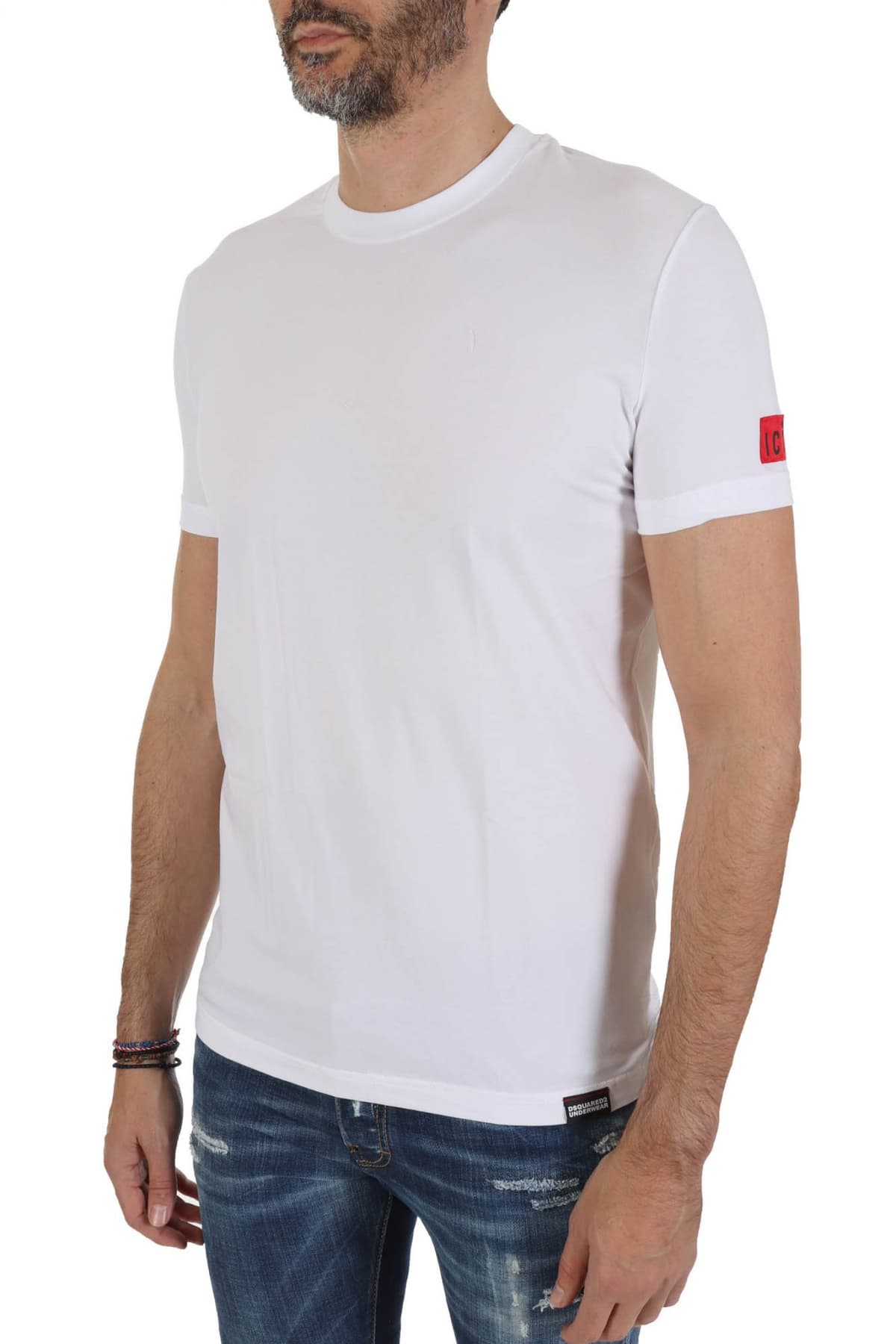 DSQUARED2 UNDERWEAR ΕΣΩΡΟΥΧΟ T-SHIRT ROUND NECK ΚΟΚΚΙΝΟ ΛΕΥΚΟ