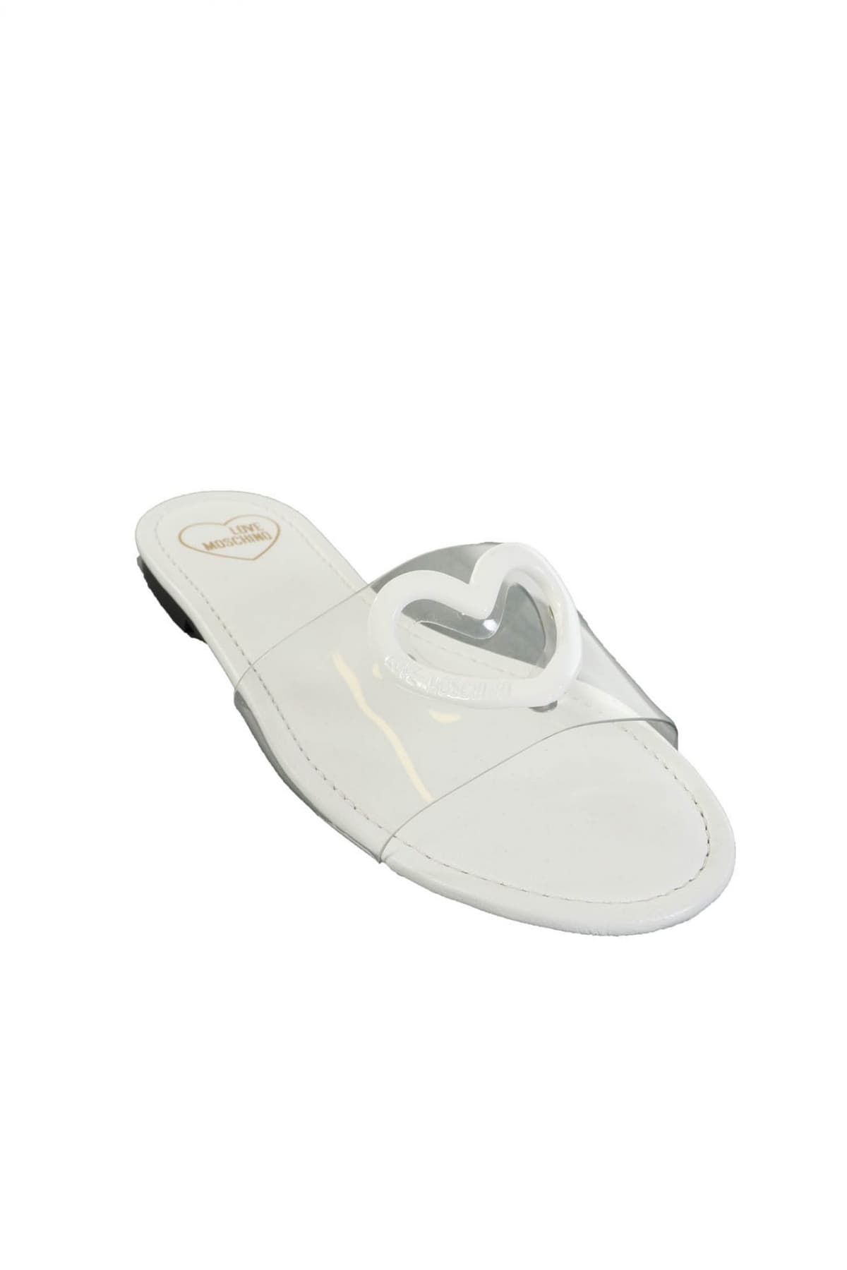 LOVE MOSCHINO ΠΑΠΟΥΤΣΙΑ ΠΑΝΤΟΦΛΕΣ ΔΙΑΦΑΝΕΙΑ LOGO ΛΕΥΚΟ