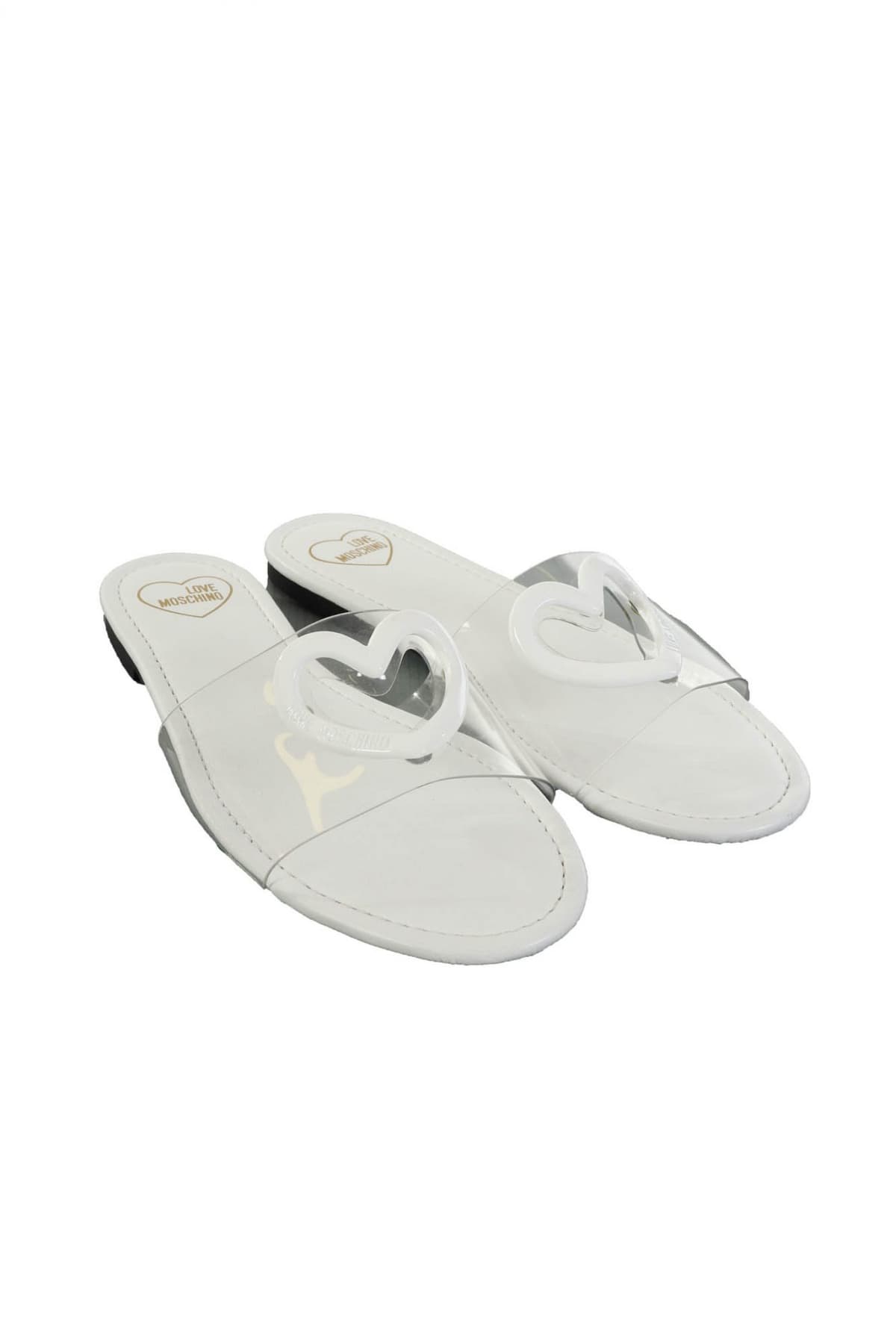LOVE MOSCHINO ΠΑΠΟΥΤΣΙΑ ΠΑΝΤΟΦΛΕΣ ΔΙΑΦΑΝΕΙΑ LOGO ΛΕΥΚΟ