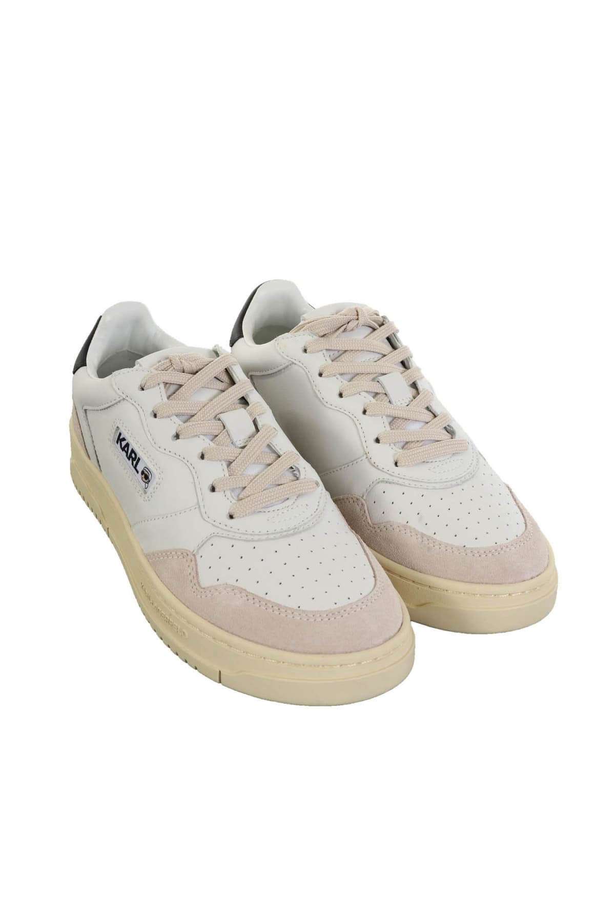 KARL LAGERFELD ΠΑΠΟΥΤΣΙΑ SNEAKERS KREW ΜΠΕΖ ΛΕΠΤΟΜΕΡΕΙΕΣ ΛΕΥΚΟ