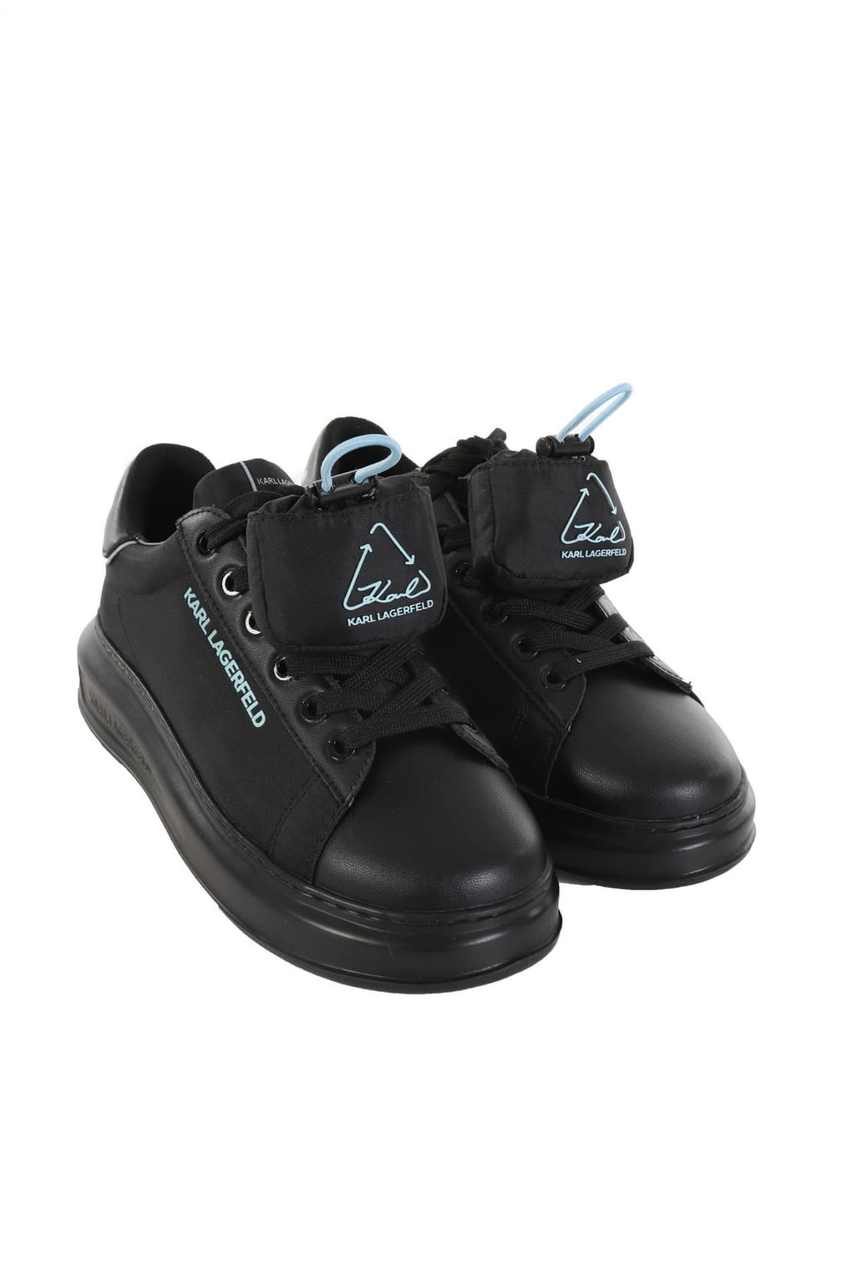 KARL LAGERFELD ΠΑΠΟΥΤΣΙΑ SNEAKERS KAPRI ME ΕΠΙΠΡΟΣΘΕΤΟ ΠΟΥΓΚΑΚΙ ΣΤΑ ΚΟΡΔΟΝΙΑ ΜΑΥΡΟ