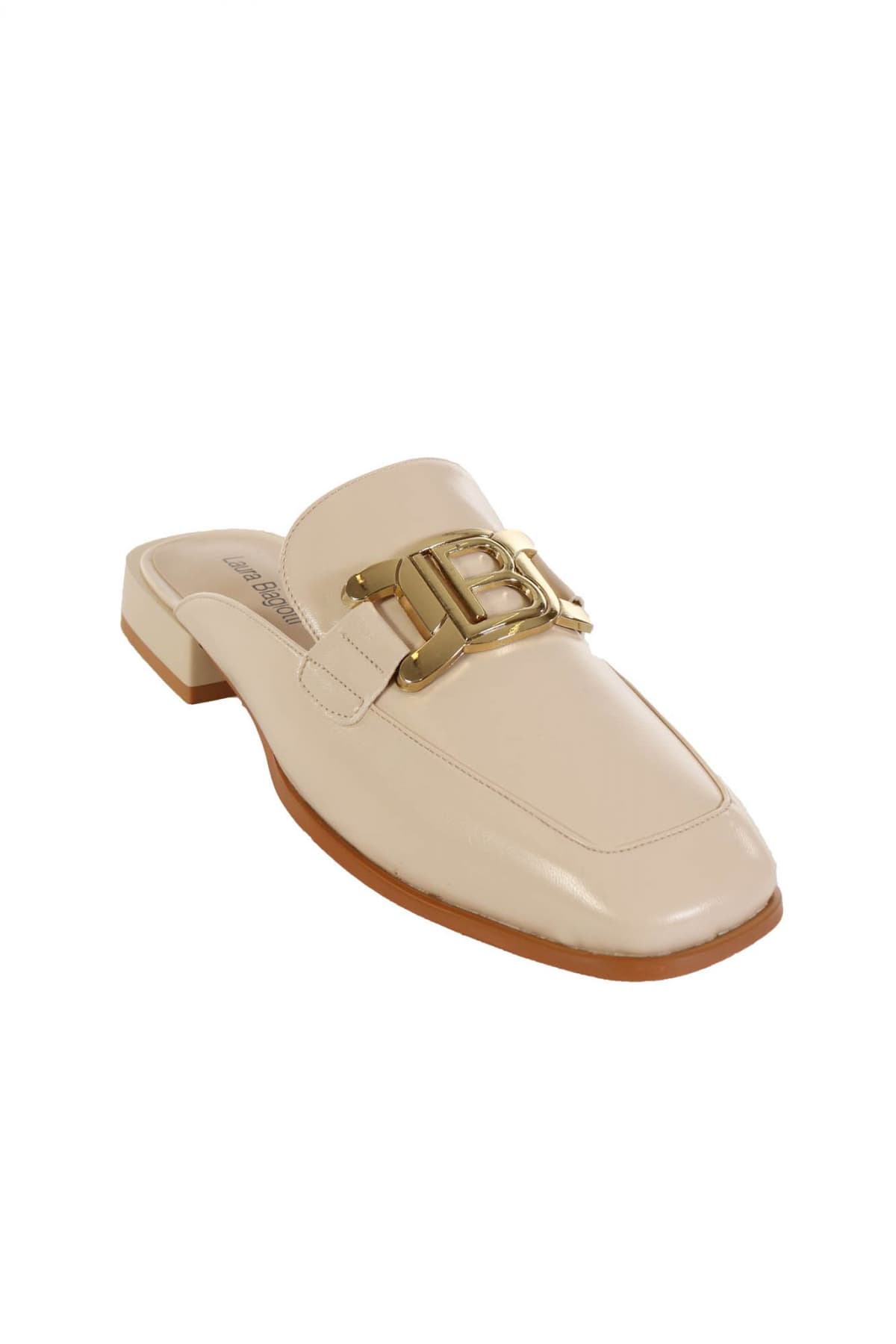 LAURA BIAGIOTTI ΠΑΠΟΥΤΣΙΑ MULES XΡΥΣΗ ΑΓΚΡΑΦΑ LOGO ΜΠΕΖ