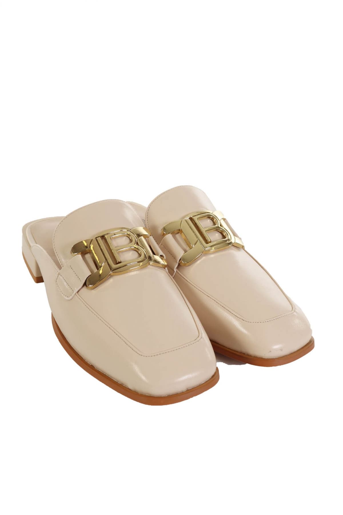 LAURA BIAGIOTTI ΠΑΠΟΥΤΣΙΑ MULES XΡΥΣΗ ΑΓΚΡΑΦΑ LOGO ΜΠΕΖ