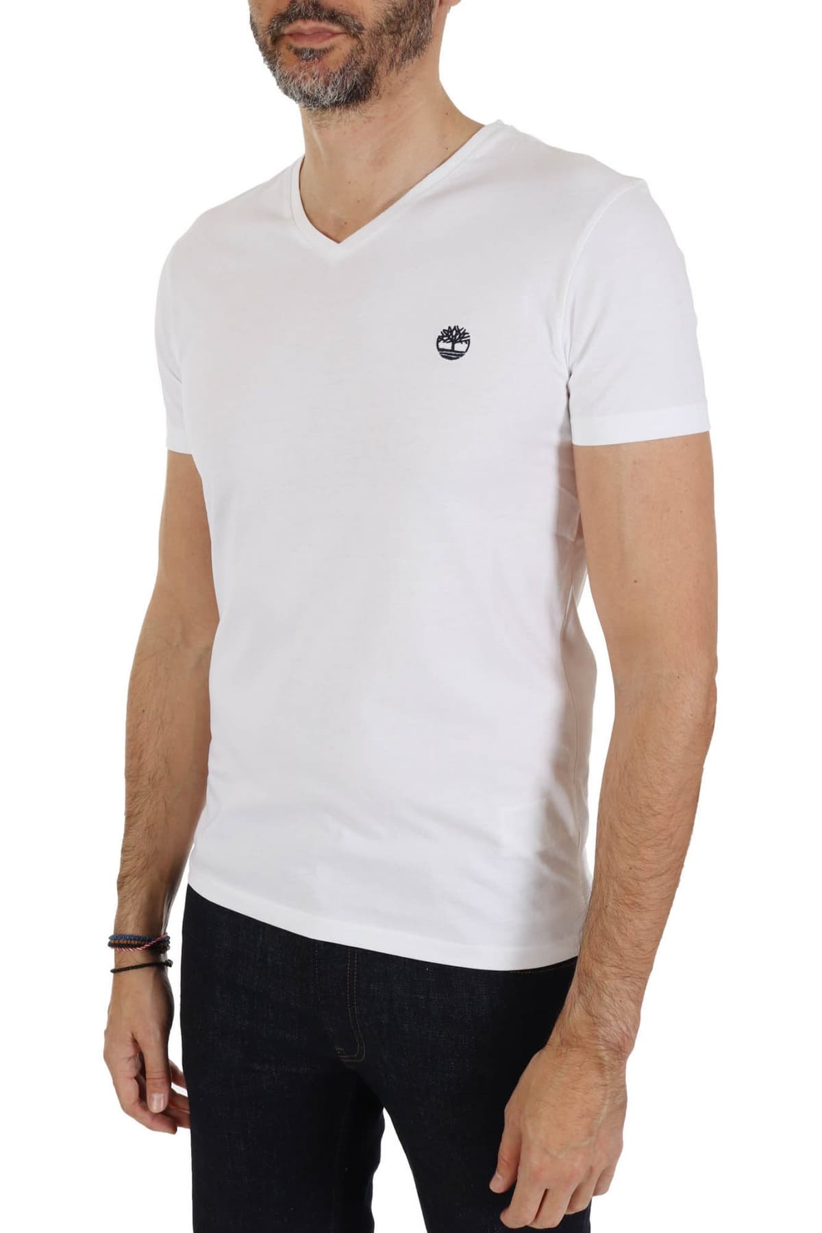TIMBERLAND T-SHIRT V NECK DUN-RIVER SLIM FIT ΛΕΥΚΟ