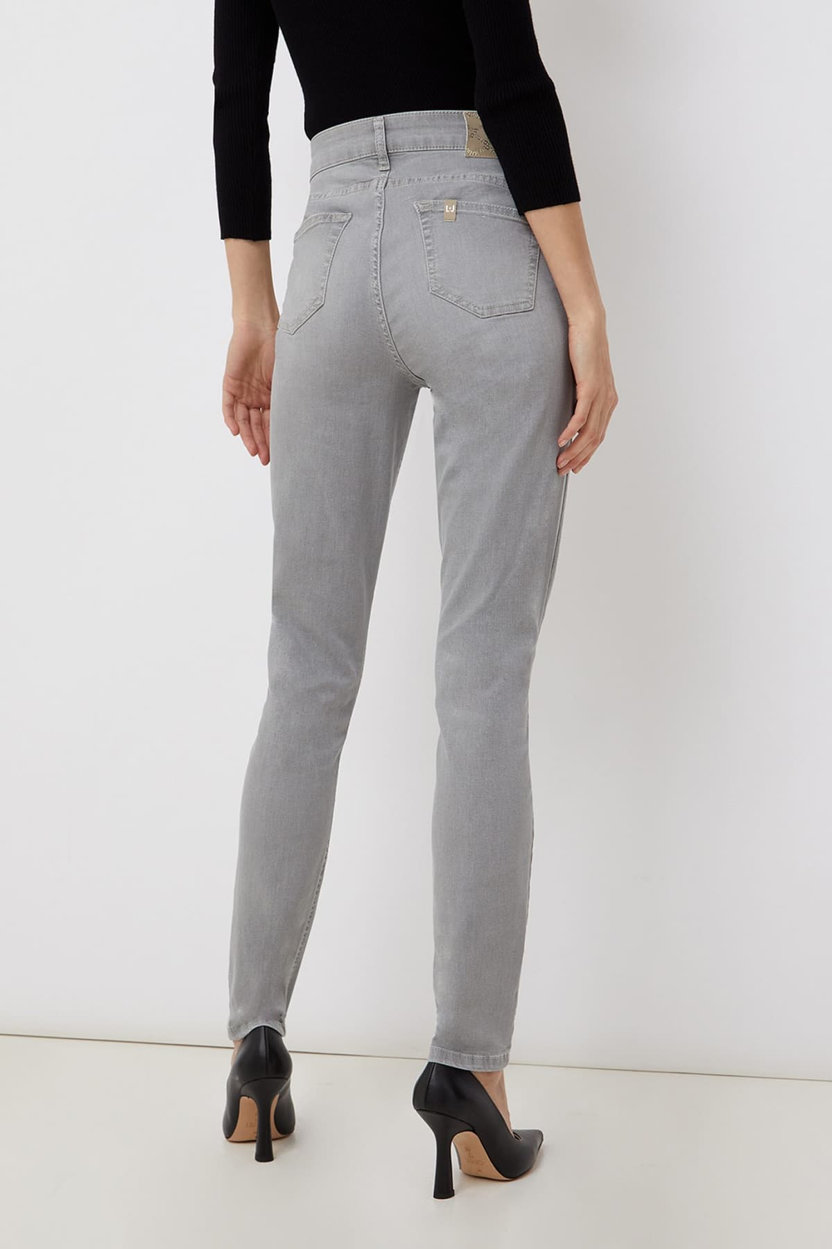 LIU -JO BETTER ΠΑΝΤΕΛΟΝΙ JEANS SKINNY FIT LOGO ΣΤΡΑΣ ΤΣΕΠΗ ΓΚΡΙ