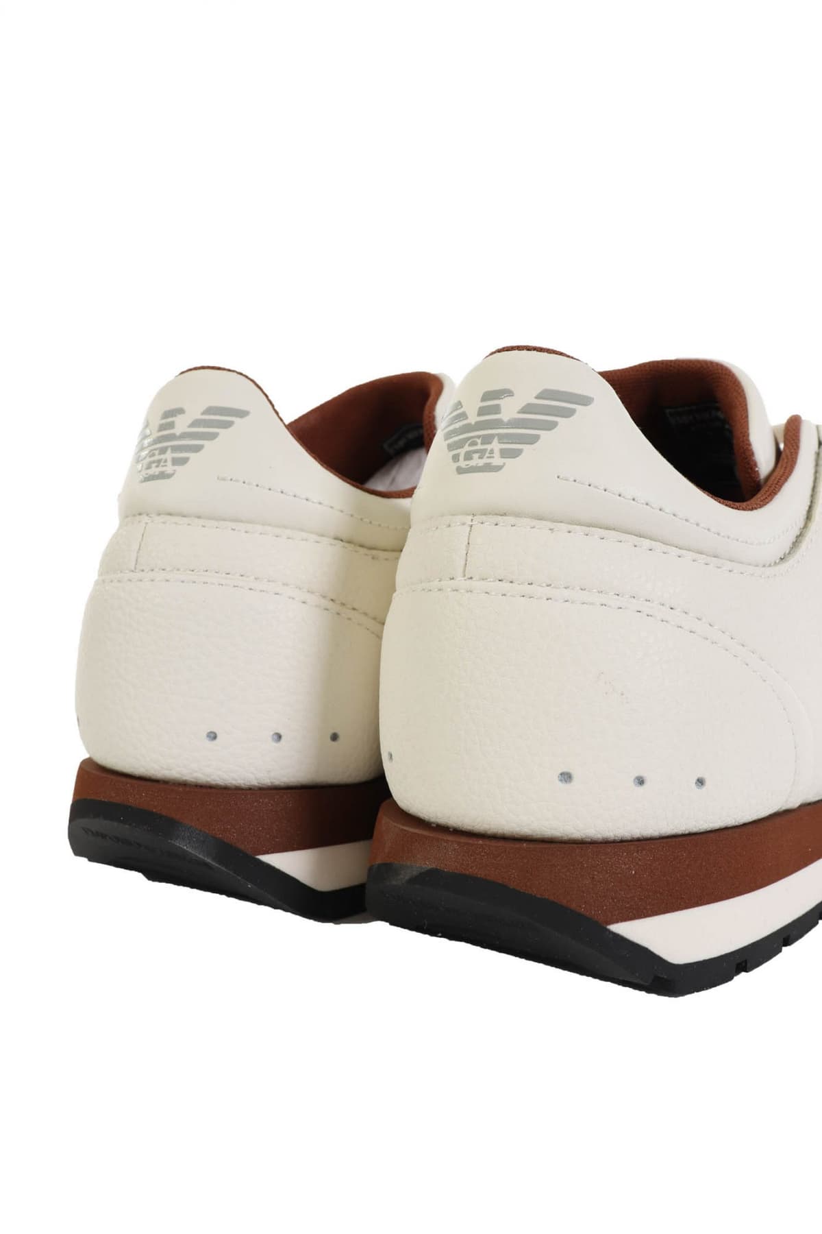 EMPORIO ARMANI ΠΑΠΟΥΤΣΙΑ SNEAKERS WOMAN ΛΟΓΟΤΥΠΟ ΚΑΦΕ ΛΕΥΚΟ