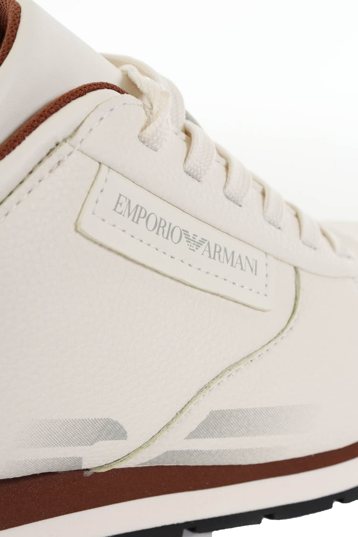 EMPORIO ARMANI ΠΑΠΟΥΤΣΙΑ SNEAKERS WOMAN ΛΟΓΟΤΥΠΟ ΚΑΦΕ ΛΕΥΚΟ