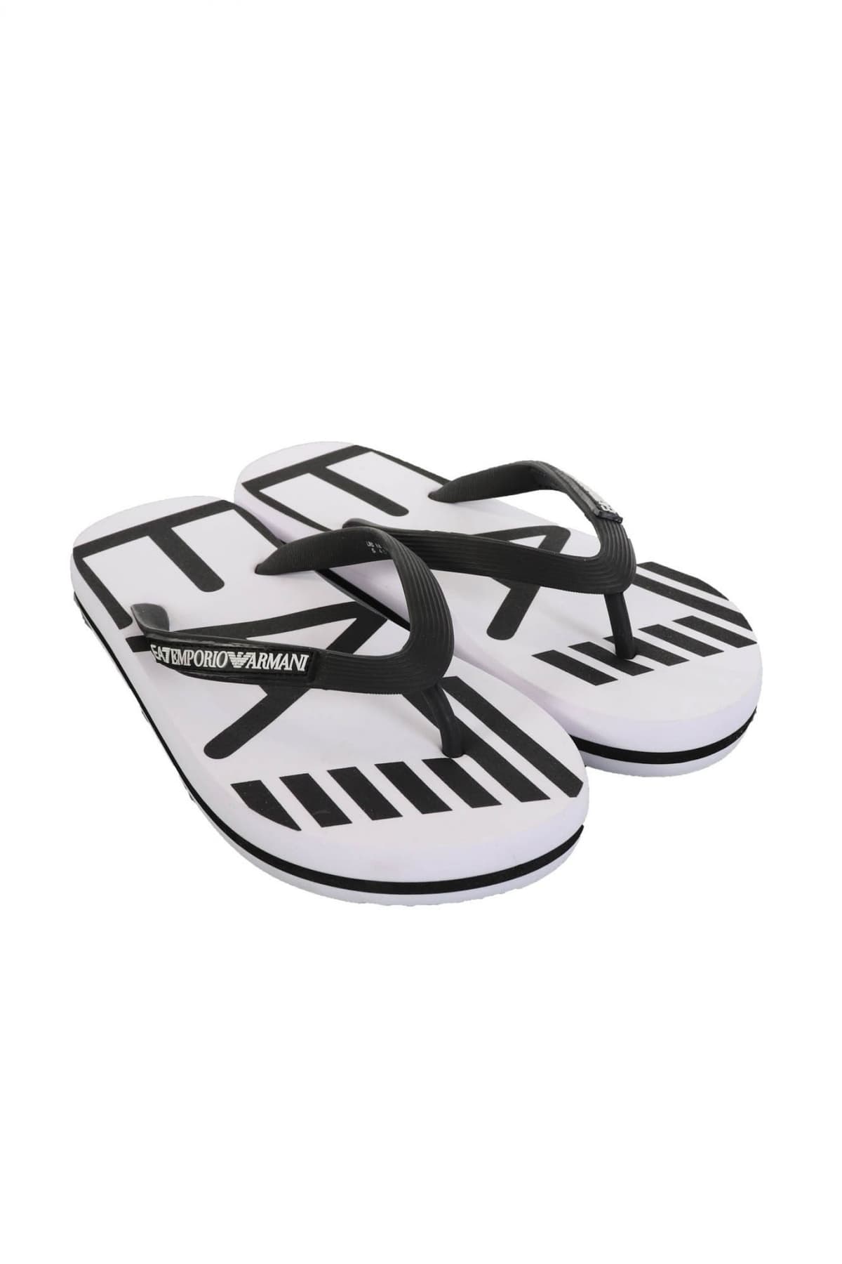 ARMANI 7 ΠΑΠΟΥΤΣΙΑ ΣΑΓΙΟΝΑΡΕΣ BEACHWEAR LOGO ΑΣΠΡΟ/ΜΑΥΡΟ