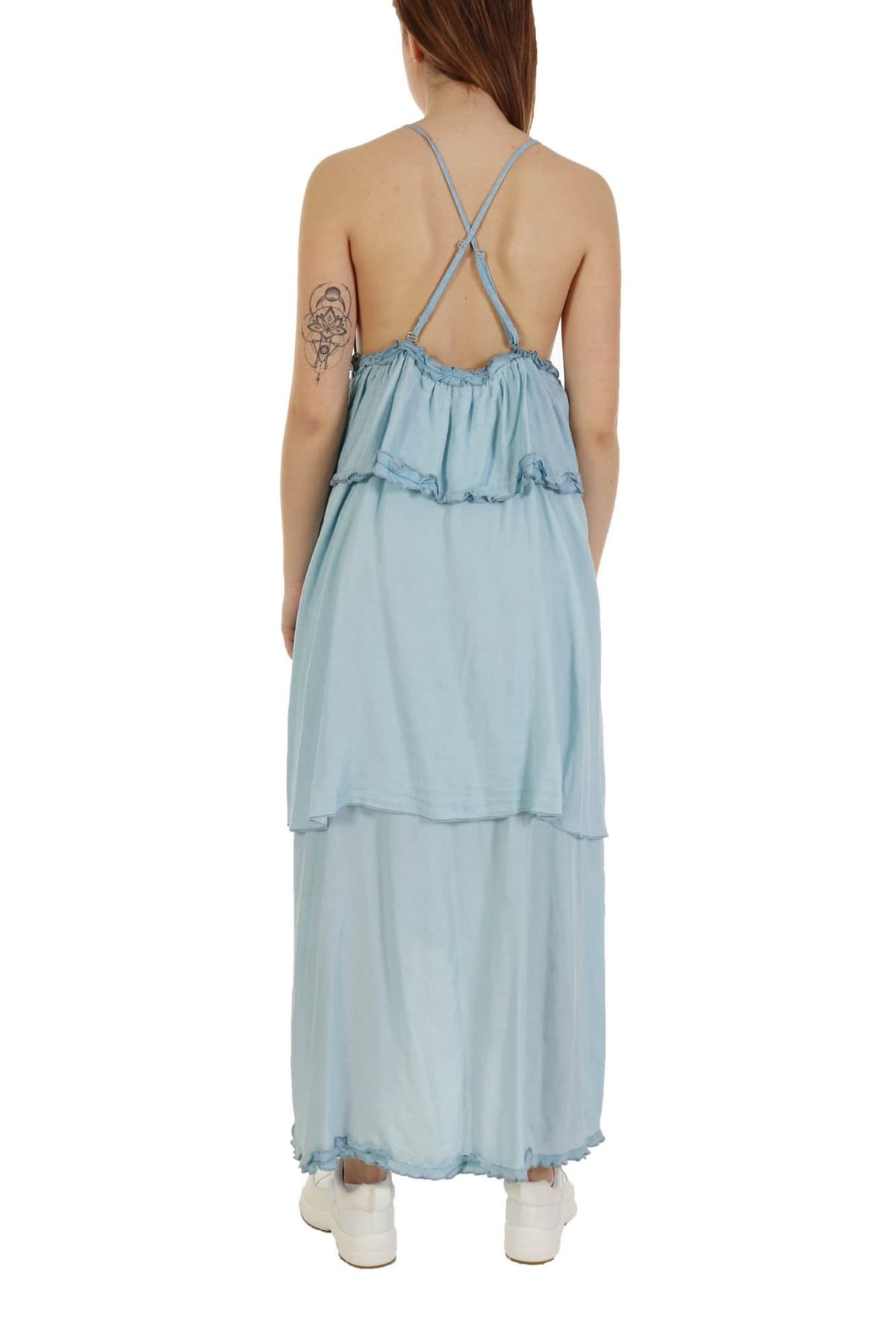 PINKO ΦΟΡΕΜΑ JEANS ΤΙΡΑΝΤΑ ΑΣΥΜΕΤΡΟ AGATHA ΣΙΕΛ