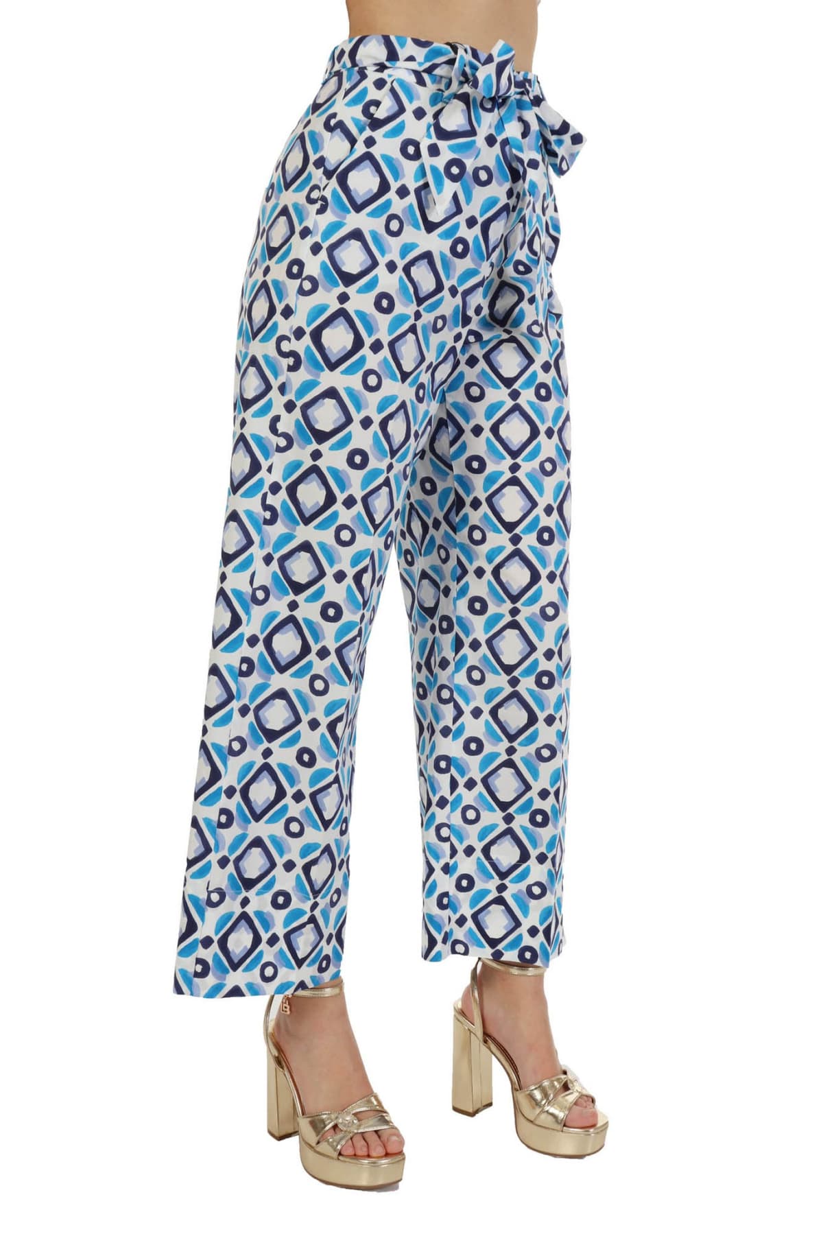 MARELLA ΠΑΝΤΕΛΟΝΑ DEMEN CROP ΣΧΕΔΙΑ ΖΩΝΗ ΛΕΥΚΟ/ ΜΠΛΕ