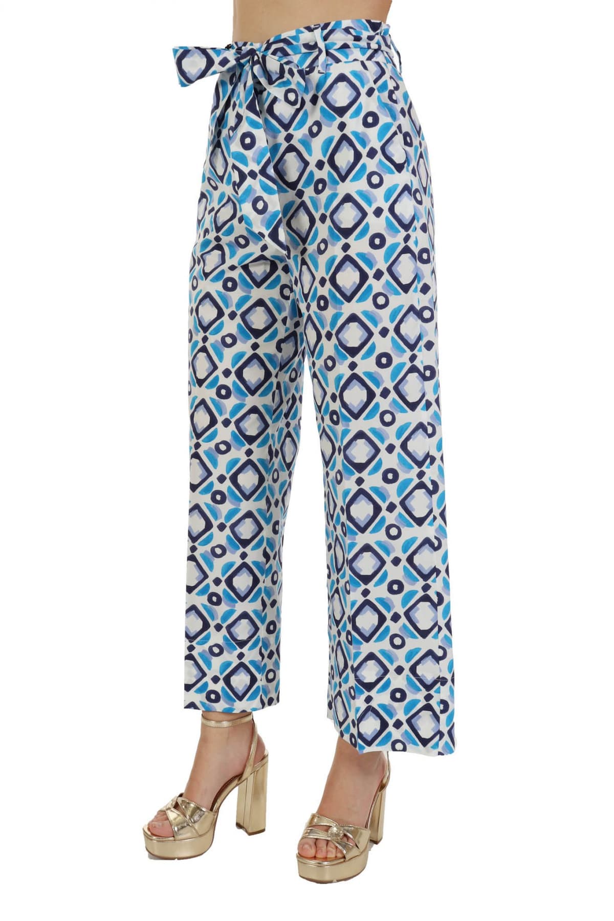 MARELLA ΠΑΝΤΕΛΟΝΑ DEMEN CROP ΣΧΕΔΙΑ ΖΩΝΗ ΛΕΥΚΟ/ ΜΠΛΕ