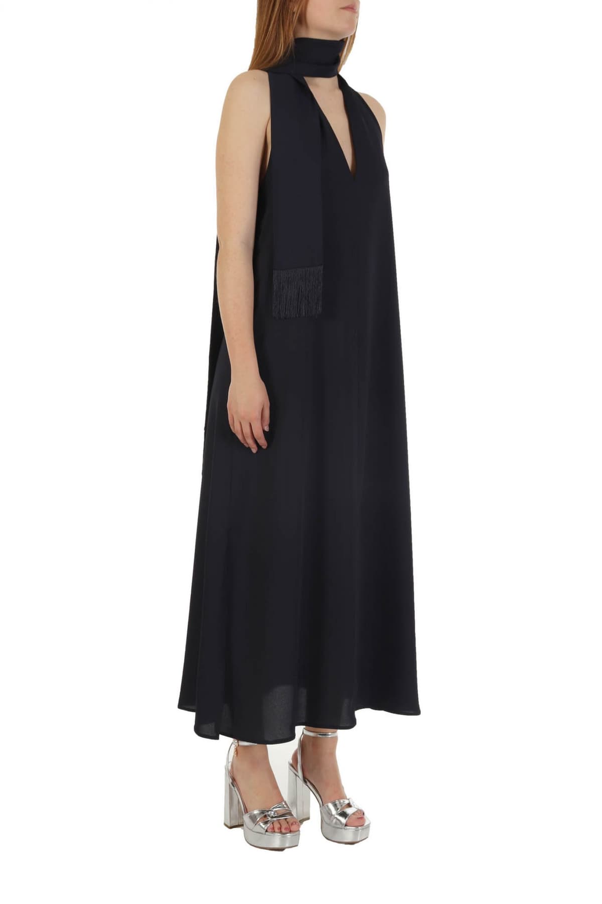 MARELLA ΦΟΡΕΜΑ ΜΑΚΡΥ V -NECK ΖΩΝΗ ΣΚΙΣΙΜΟ ΠΛΑΙ ROVIGO ΜΠΛΕ