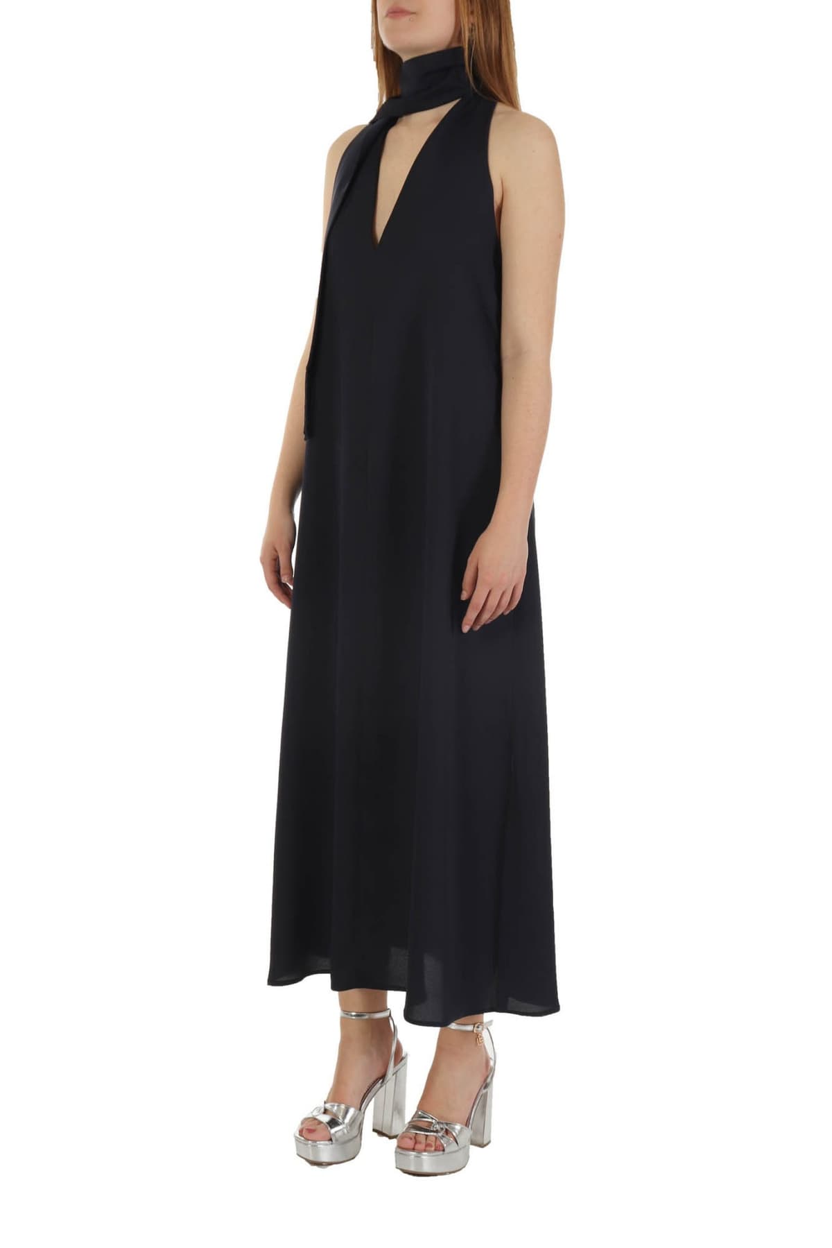 MARELLA ΦΟΡΕΜΑ ΜΑΚΡΥ V -NECK ΖΩΝΗ ΣΚΙΣΙΜΟ ΠΛΑΙ ROVIGO ΜΠΛΕ