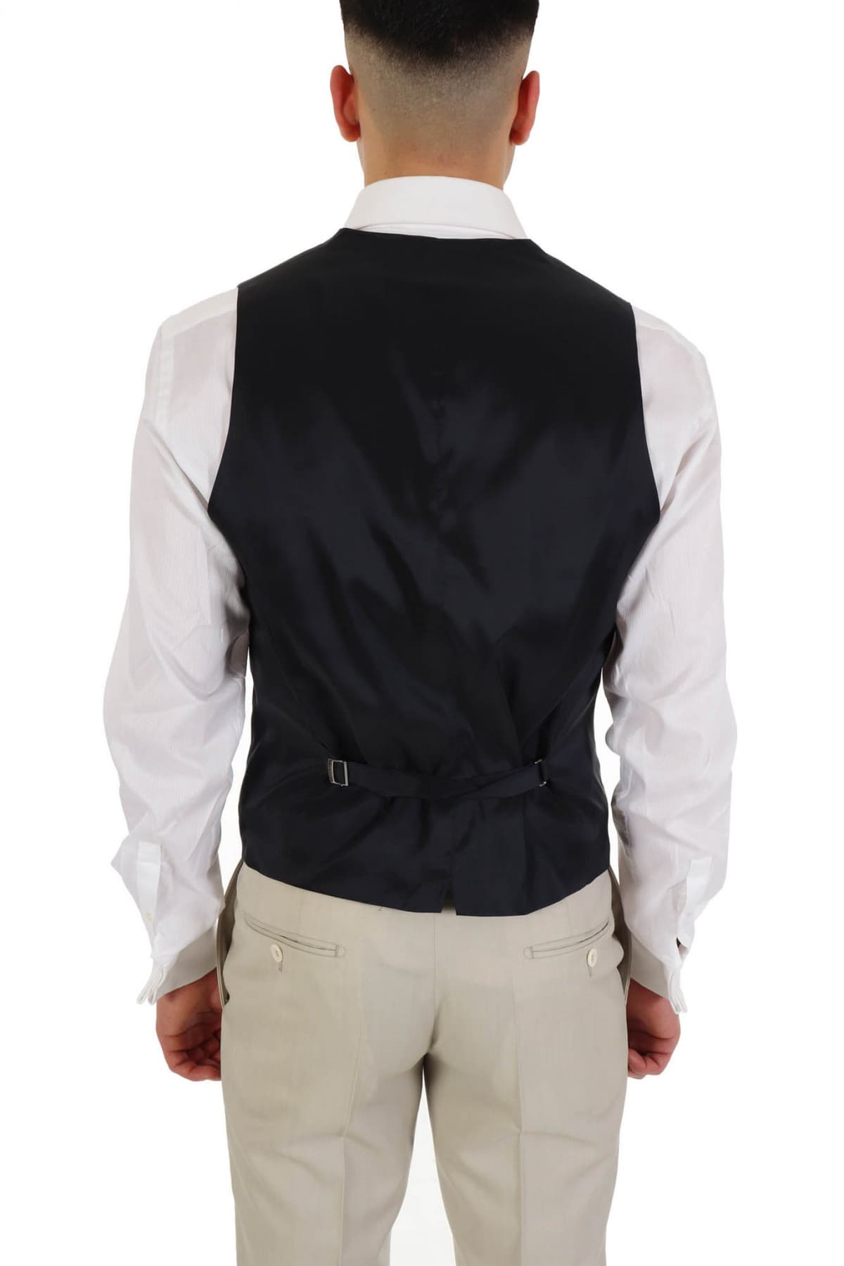 BOSS ΓΙΛΕΚΟ HUGE6 WESTE SLIM FIT ΜΙΚΡΟΣΧΕΔΙΟ ΜΠΛΕ