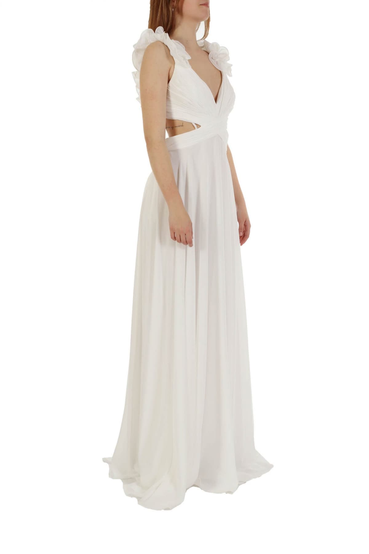 ALLURE EVENING ΦΟΡΕΜΑ ΜΑΚΡΥ ΒΟΛΑΝ ΤΙΡΑΝΤΑ ΠΛΑΤΗ ΑΝΟΙΓΜΑΤΑ ΠΛΑ'Ι' ΛΕΥΚΟ