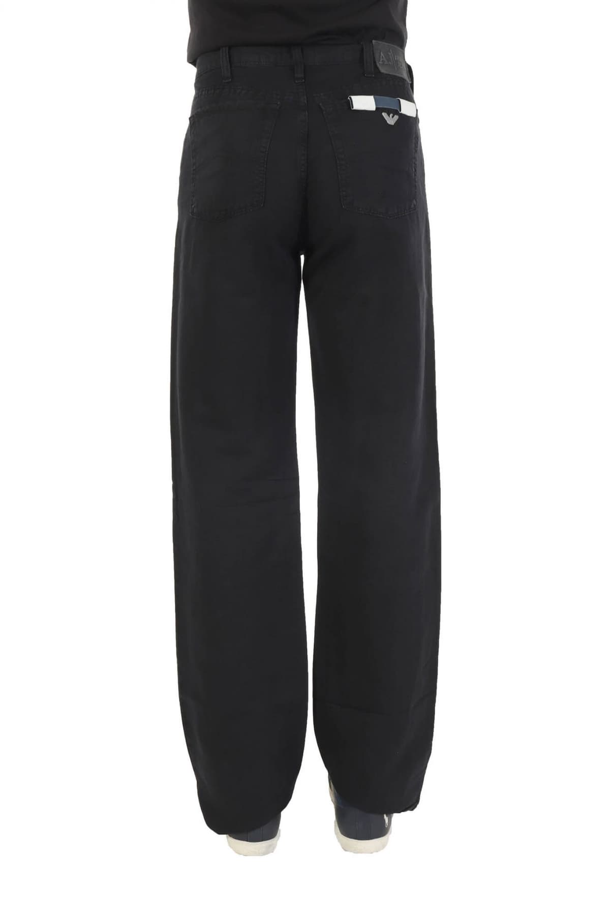 ARMANI JEANS ΠΑΝΤΕΛΟΝΙ 5ΤΣΕΠΟ CLASSIC WAIST RELAXED LEG HEMP INSIDE ΜΑΥΡΟ