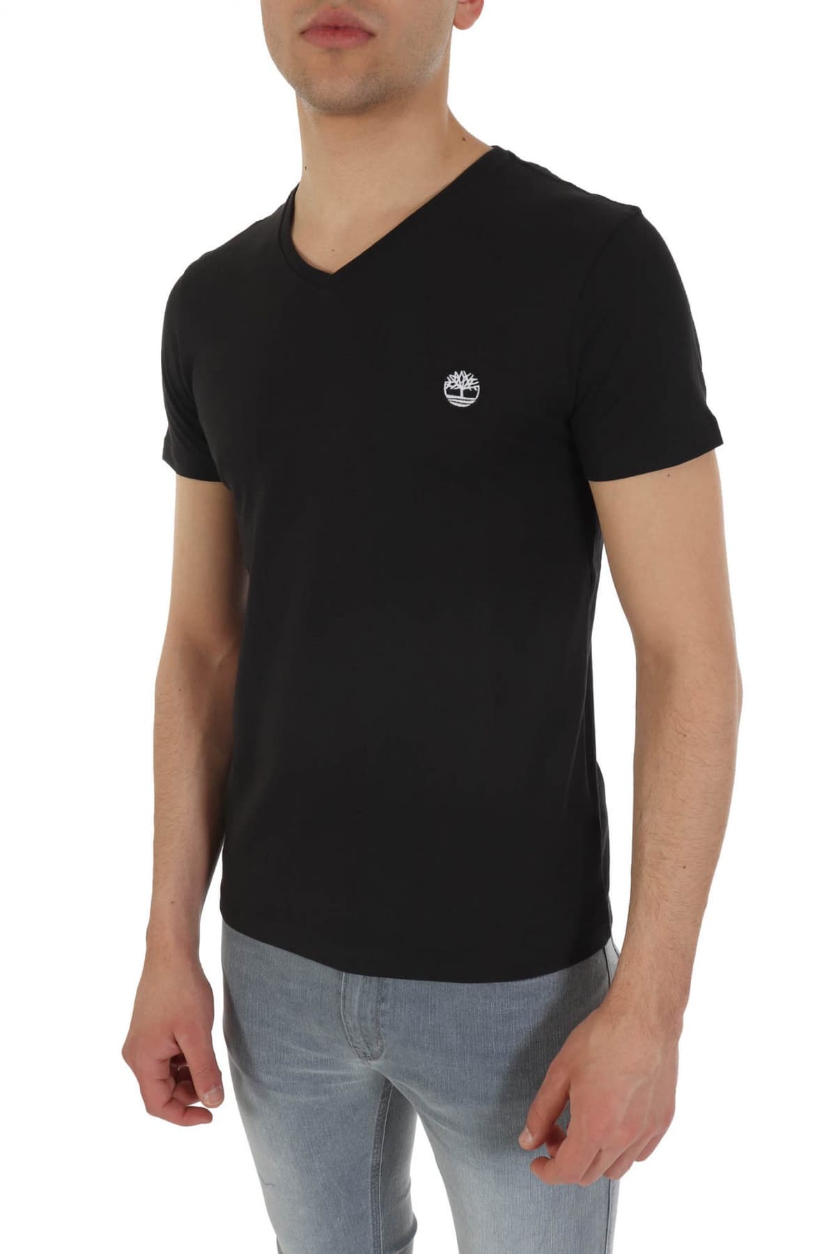 TIMBERLAND T-SHIRT V NECK DUN-RIVER SLIM FIT ΜΑΥΡΟ