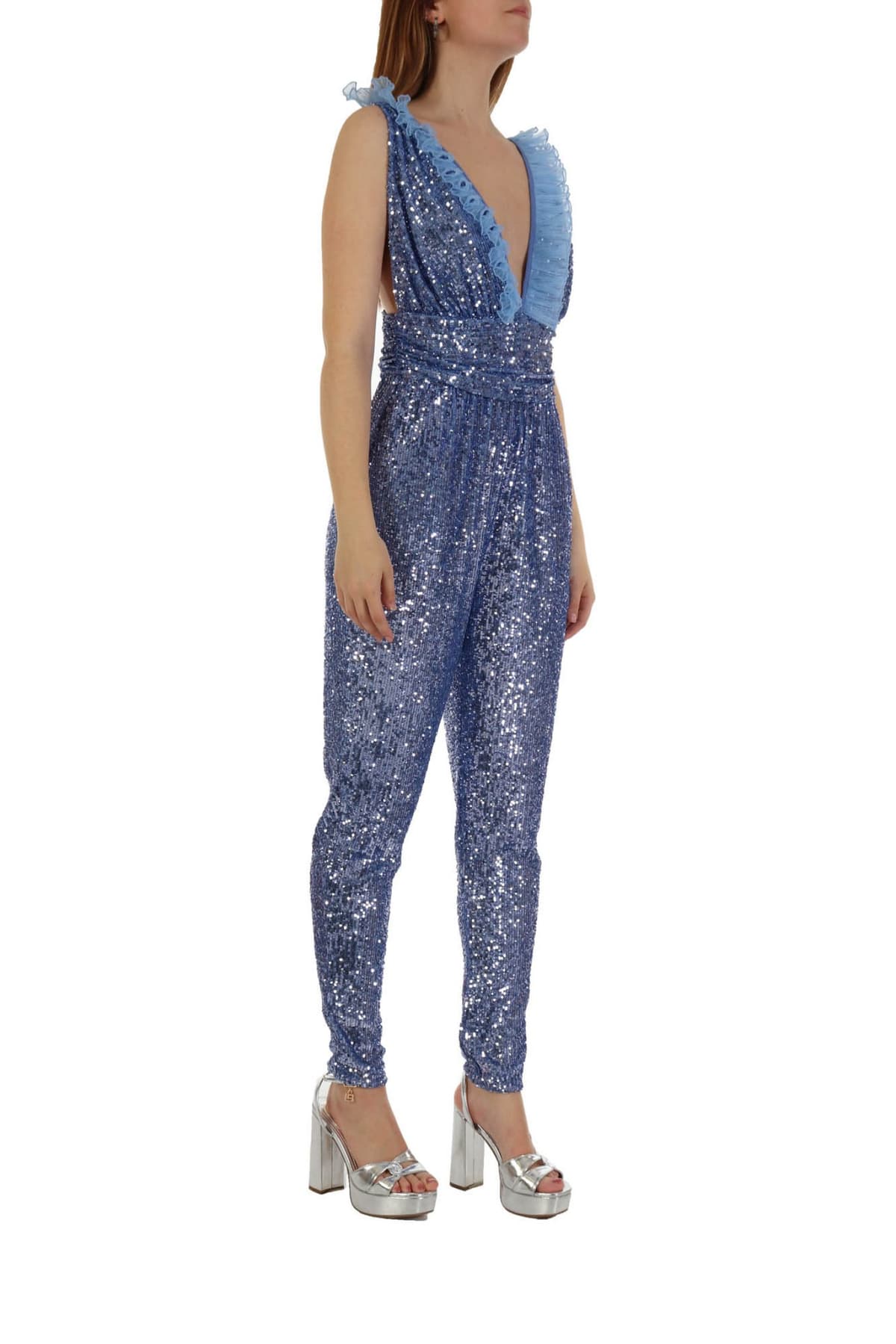 ELISABETTA FRANCHI ΟΛΟΣΩΜΗ ΦΟΡΜΑ V-NECK ΠΑΓΙΕΤΑ ΛΙΛΑ