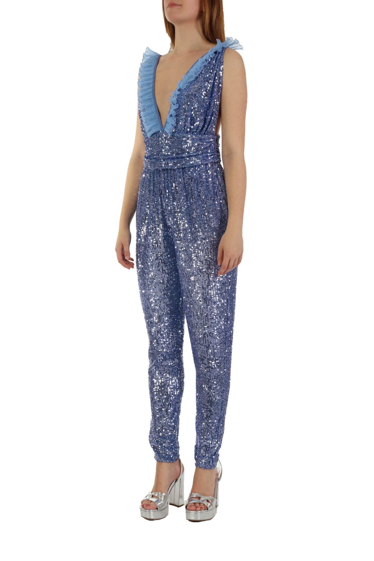 ELISABETTA FRANCHI ΟΛΟΣΩΜΗ ΦΟΡΜΑ V-NECK ΠΑΓΙΕΤΑ ΛΙΛΑ