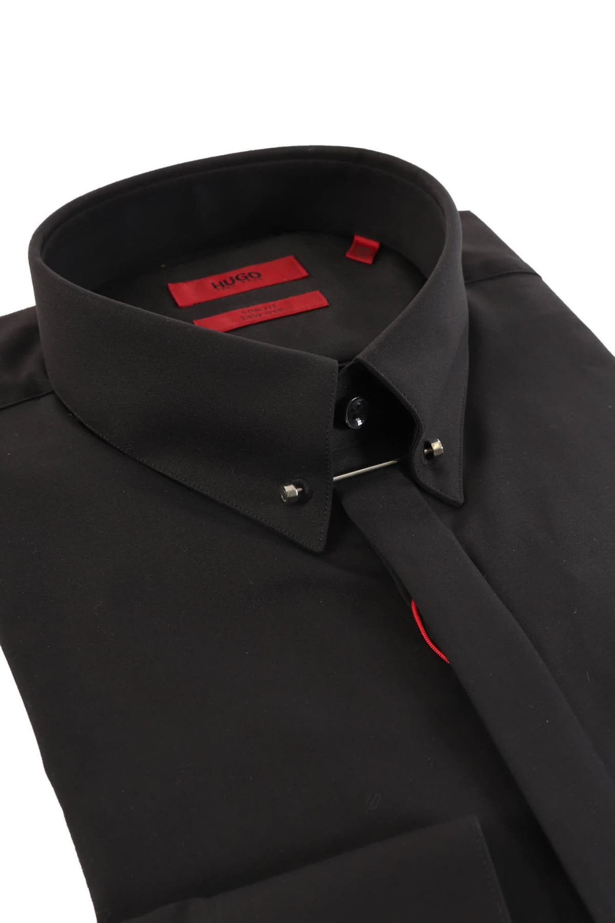 HUGO ΠΟΥΚΑΜΙΣΟ COLLAR BAR SLIM FIT EASY IRON JENZEL ΜΑΥΡΟ