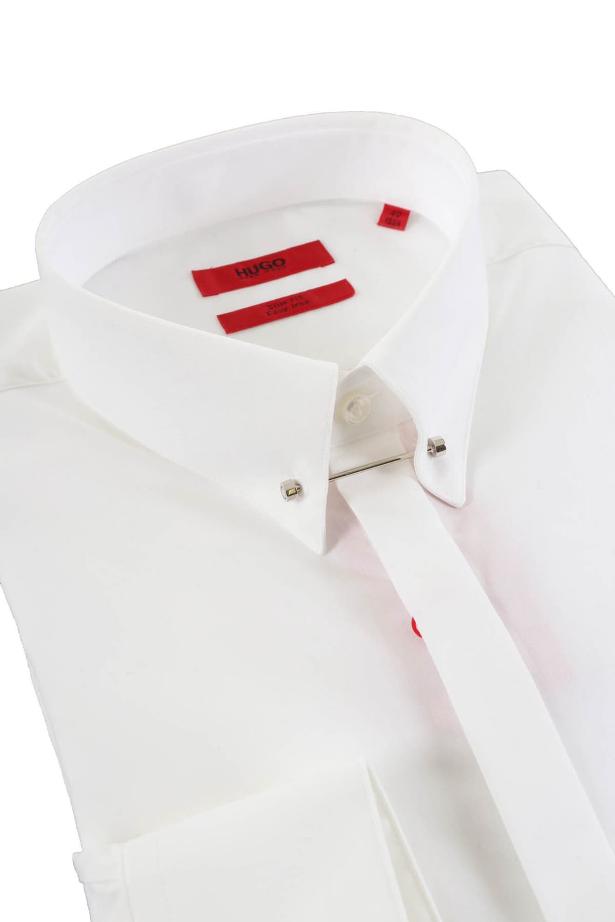 HUGO ΠΟΥΚΑΜΙΣΟ COLLAR BAR SLIM FIT EASY IRON JENZEL ΛΕΥΚΟ