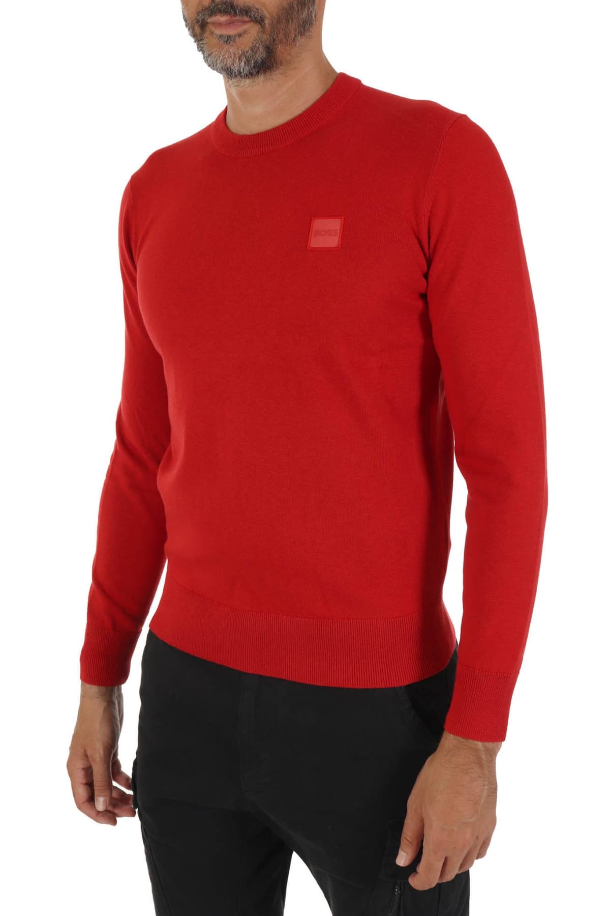 BOSS CASUAL ΠΛΕΚΤΟ ROUND NECK KANOVANO ΚΟΚΚΙΝΟ